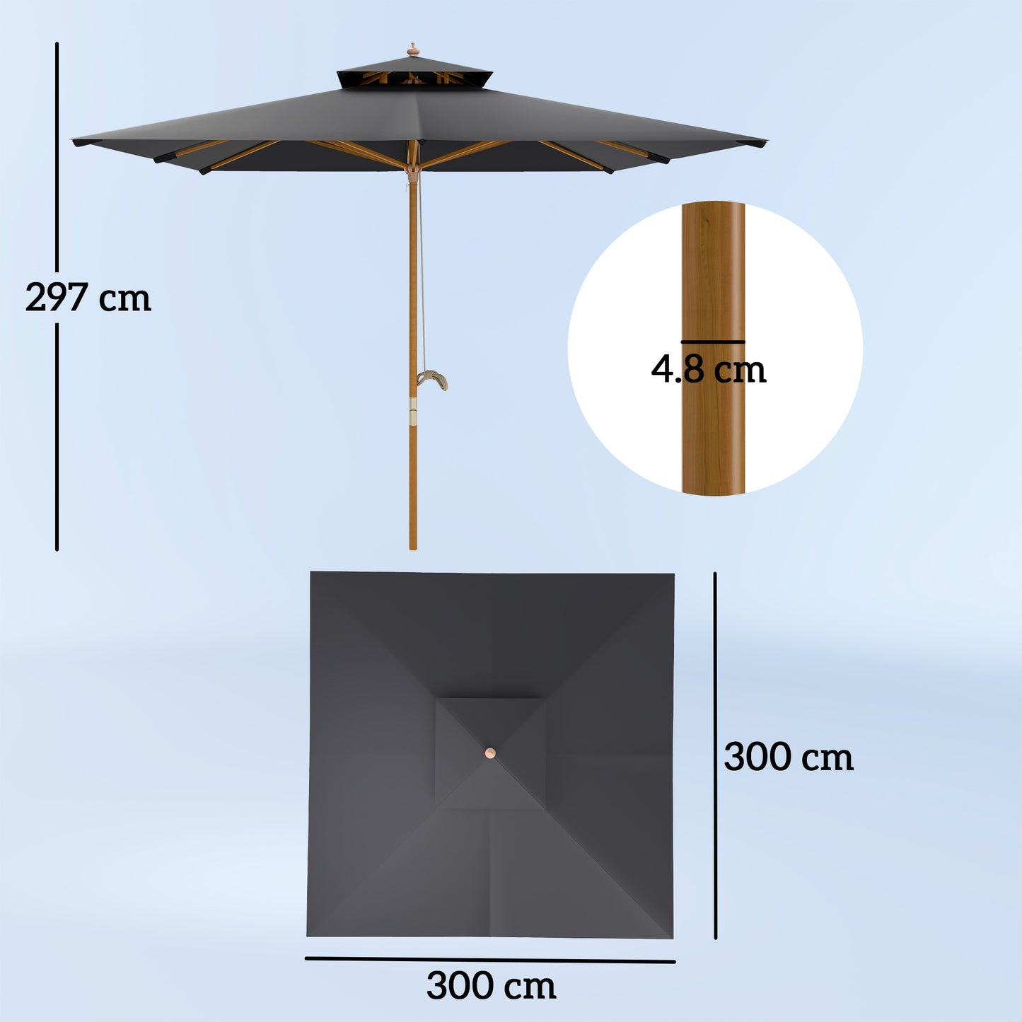 3 m Square Garden Parasol
