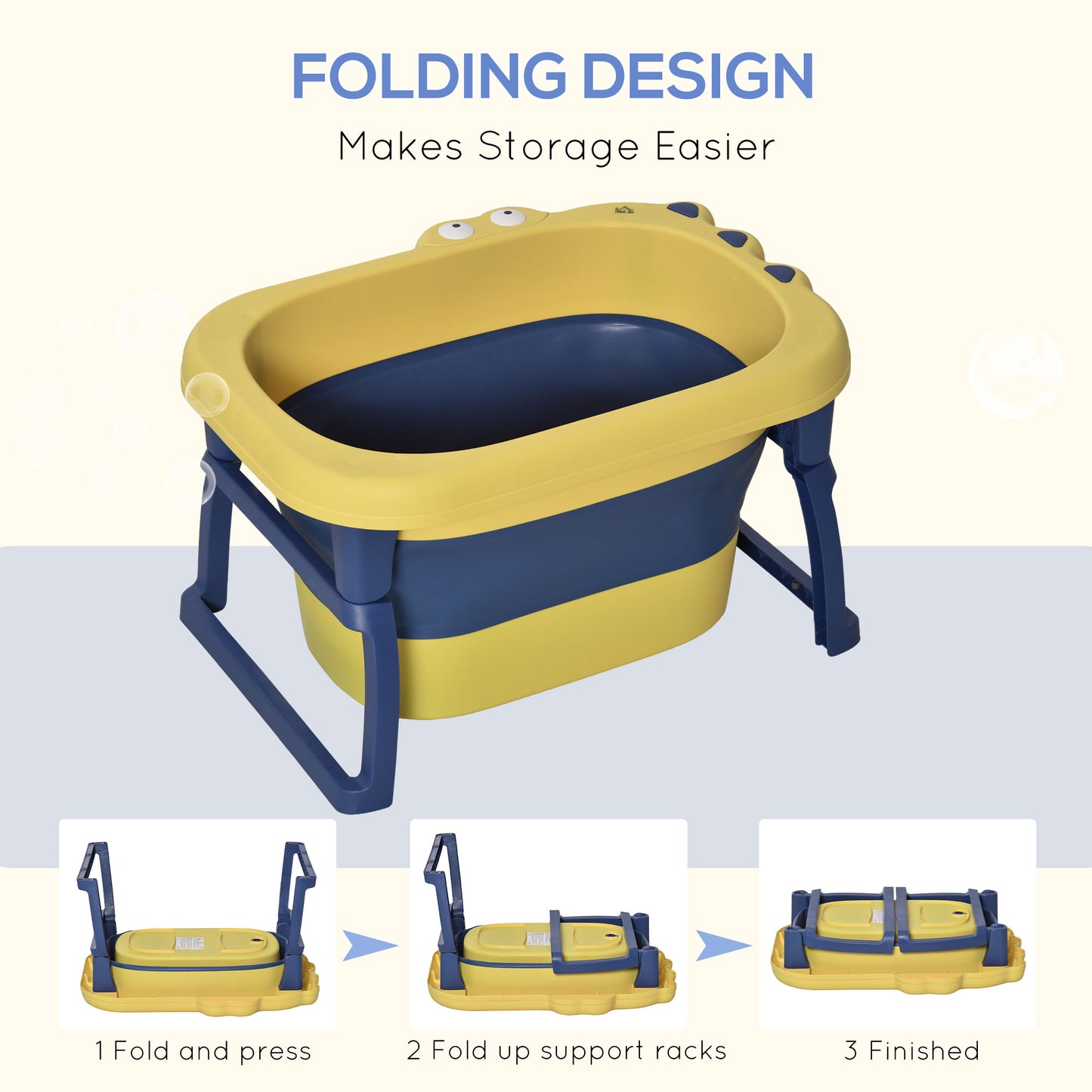 Baby Bathtub for 0-6 Years Collapsible Non-Slip Portable