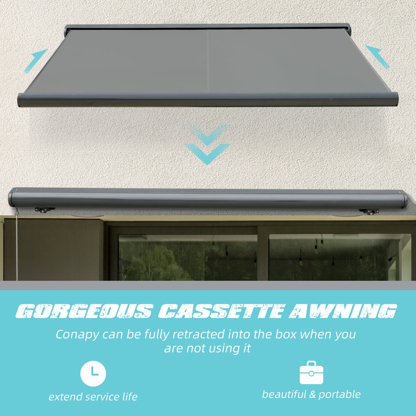 Cassette Electric Manual Awning Door Window Retractable Canopy w/
