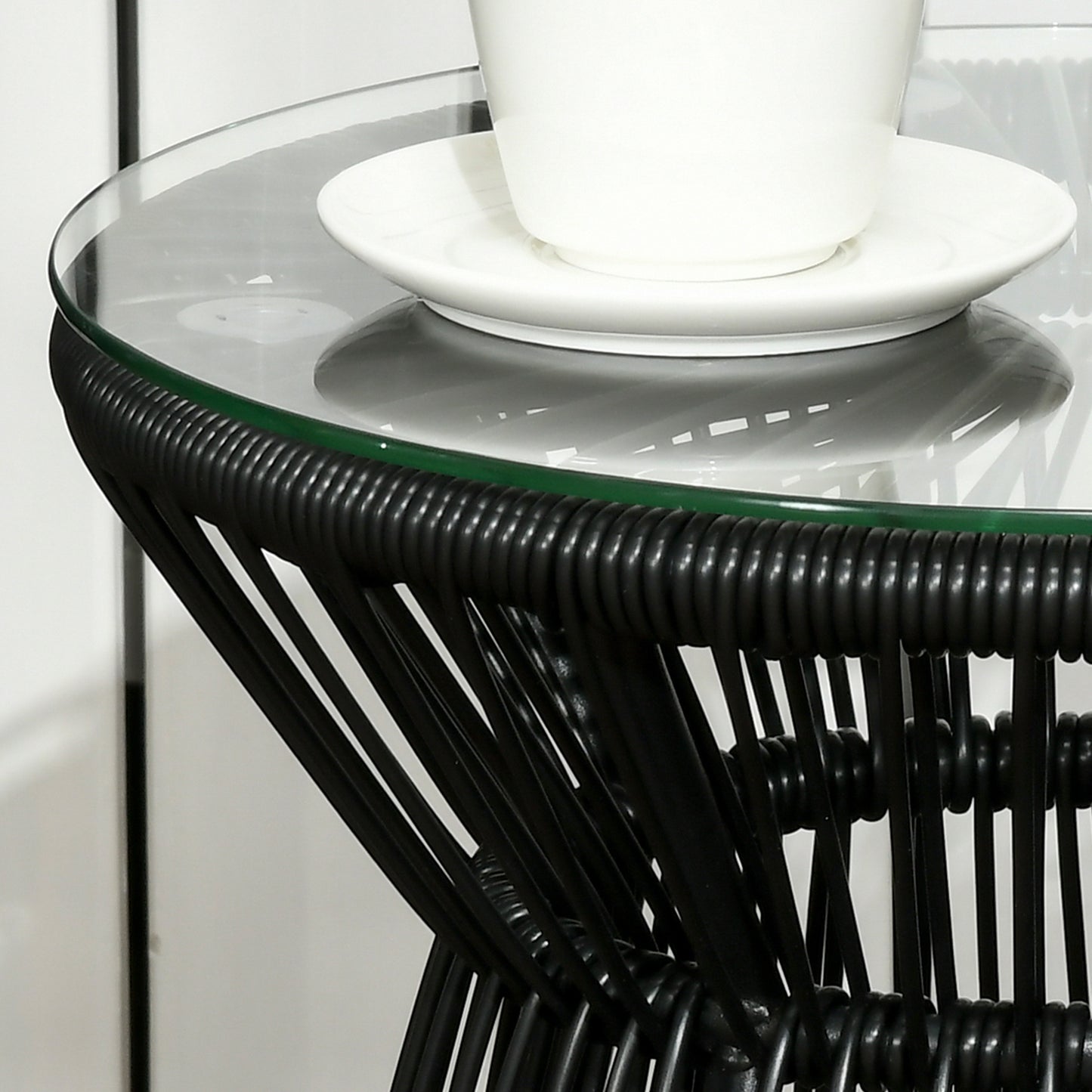 Round End Table, Rattan Side Table