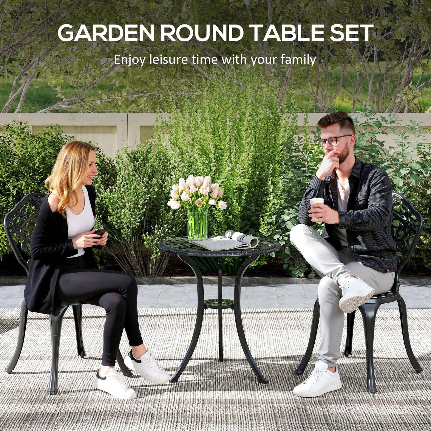 Three-Piece Aluminium Floral Bistro Set