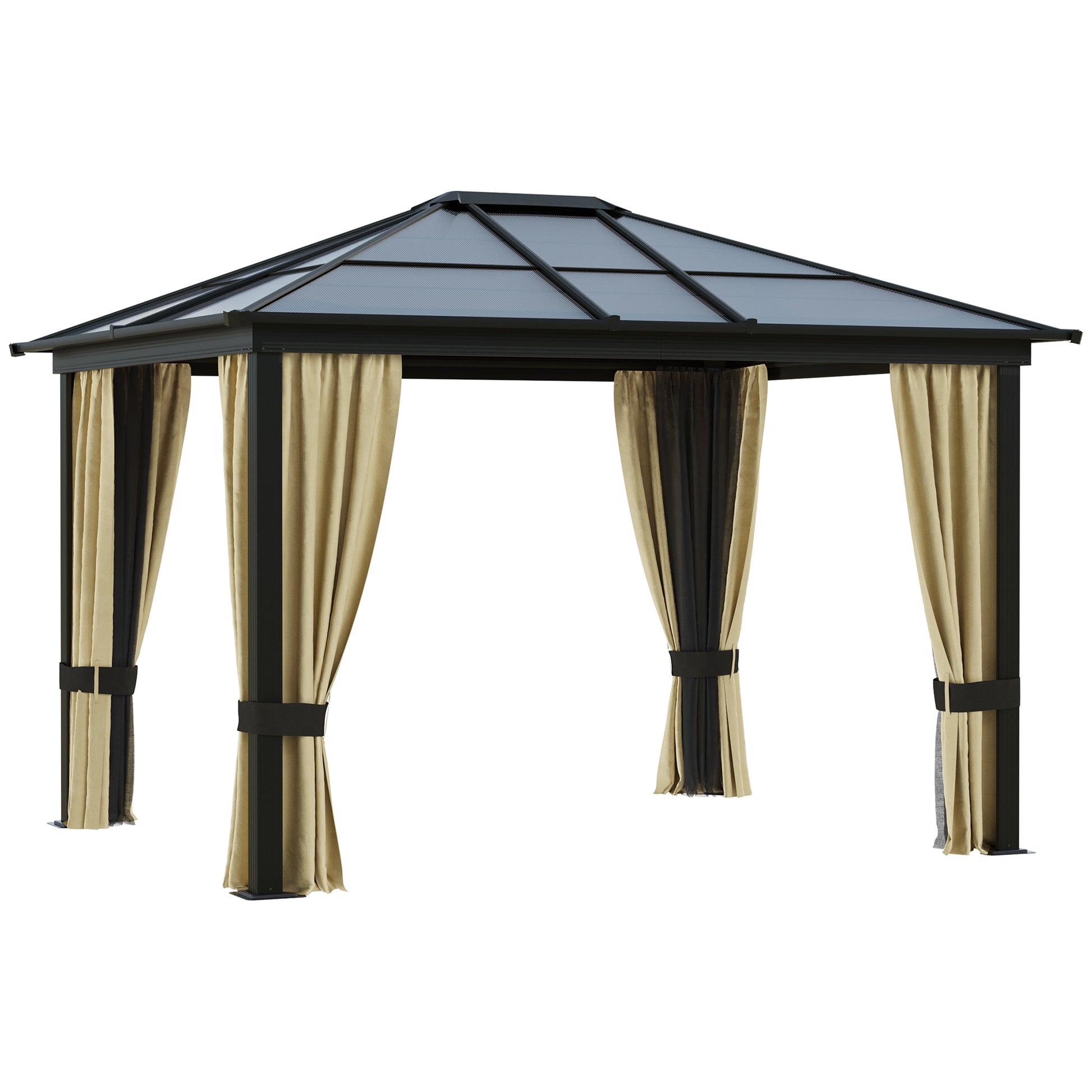 3 x 3.6(m) Hardtop Gazebo Canopy with Polycarbonate Roof
