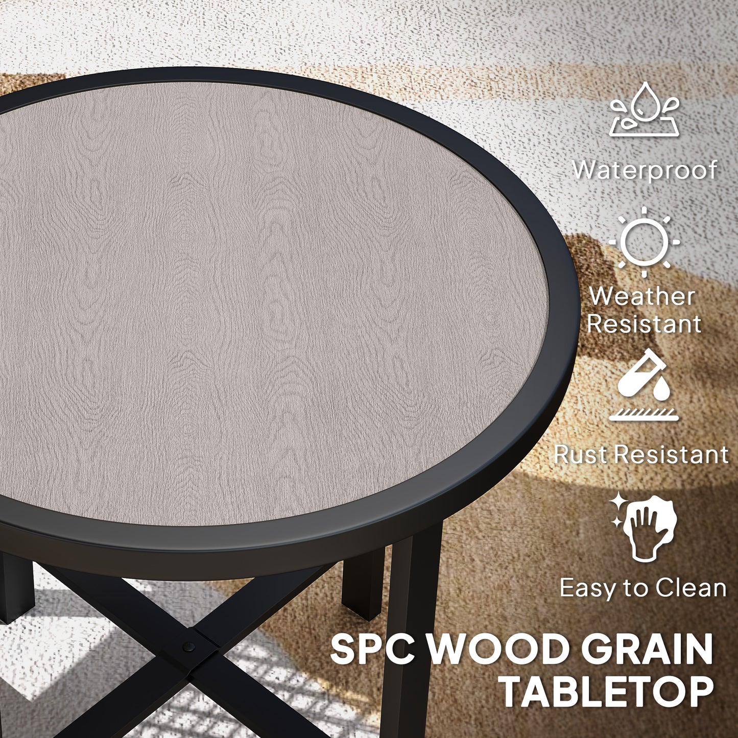 Round Small Garden Table, 50.5cm Outdoor Side Table