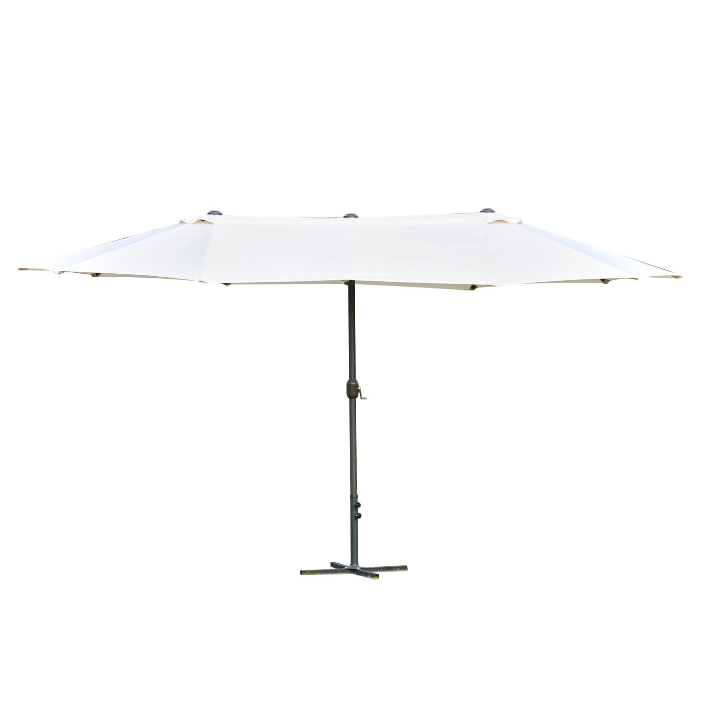 4.6M Sun Umbrella Canopy Double-sided Crank Sun Shade w/ Cross Base
