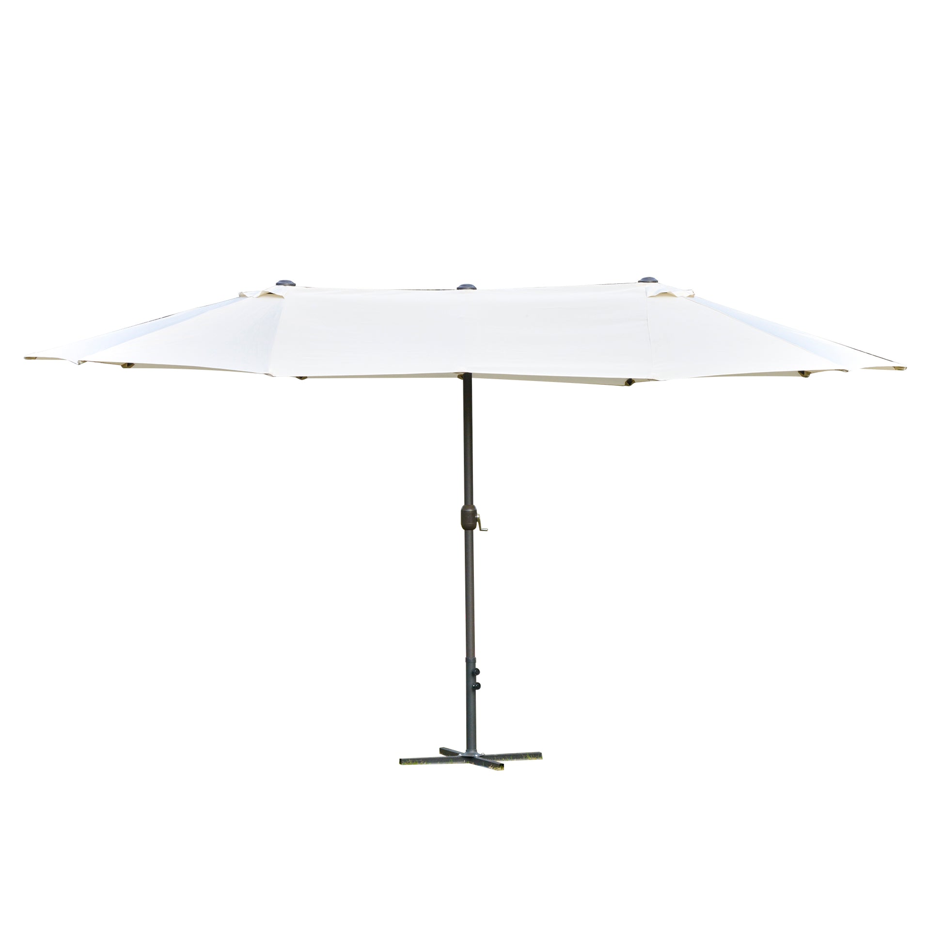 4.6M Sun Umbrella Canopy Double-sided Crank Sun Shade w/ Cross Base