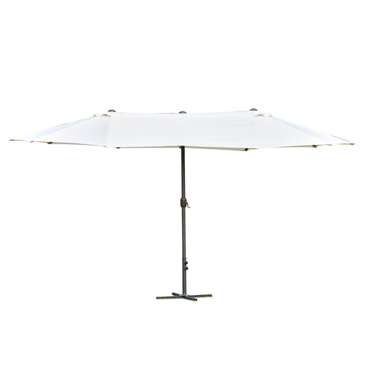 4.6M Sun Umbrella Canopy Double-sided Crank Sun Shade w/ Cross Base