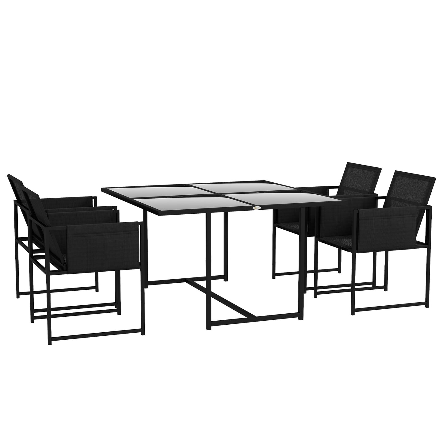 5 Piece Garden Dining Set with Breathable Mesh Seat