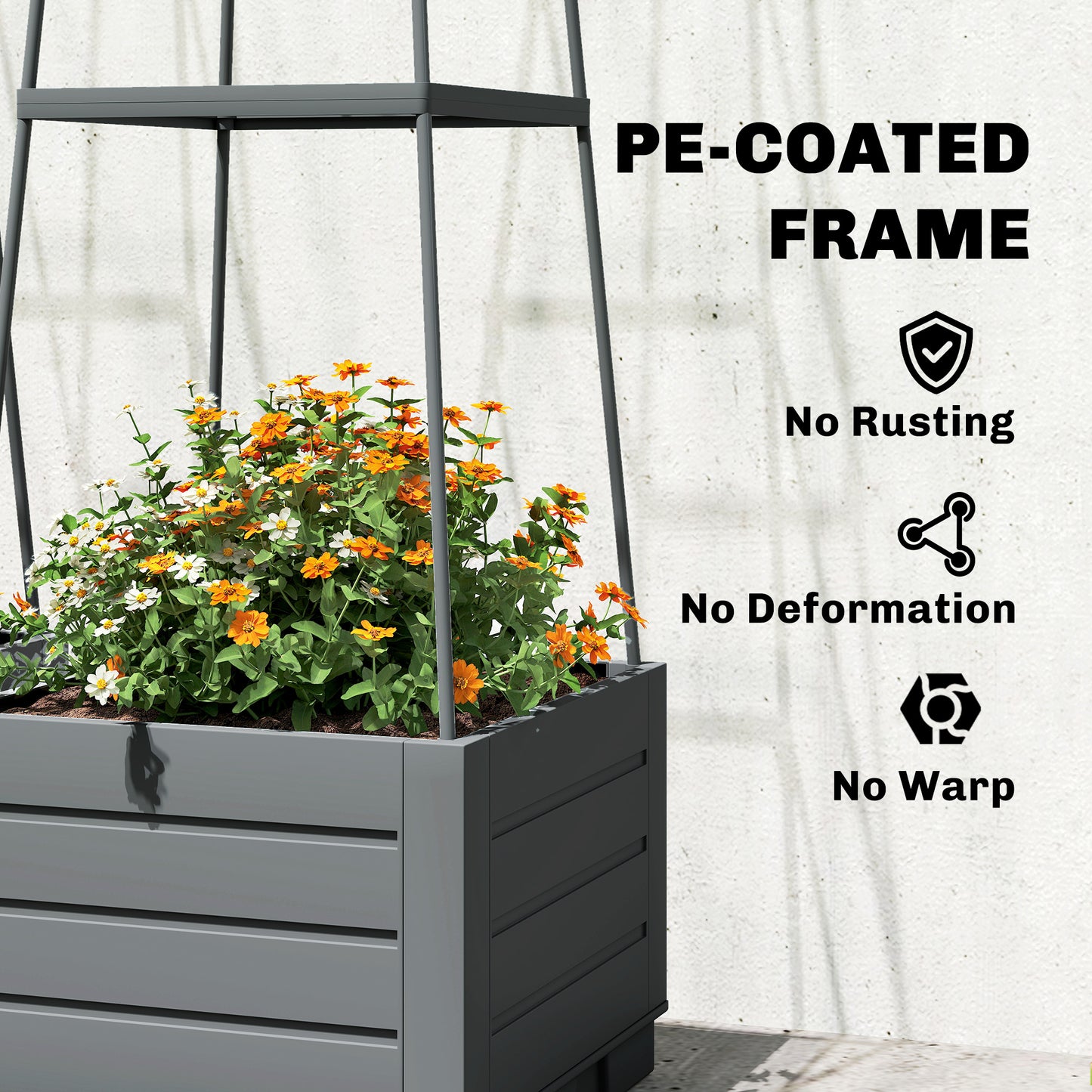 2 Pack Raised Garden Bed with Trellis
