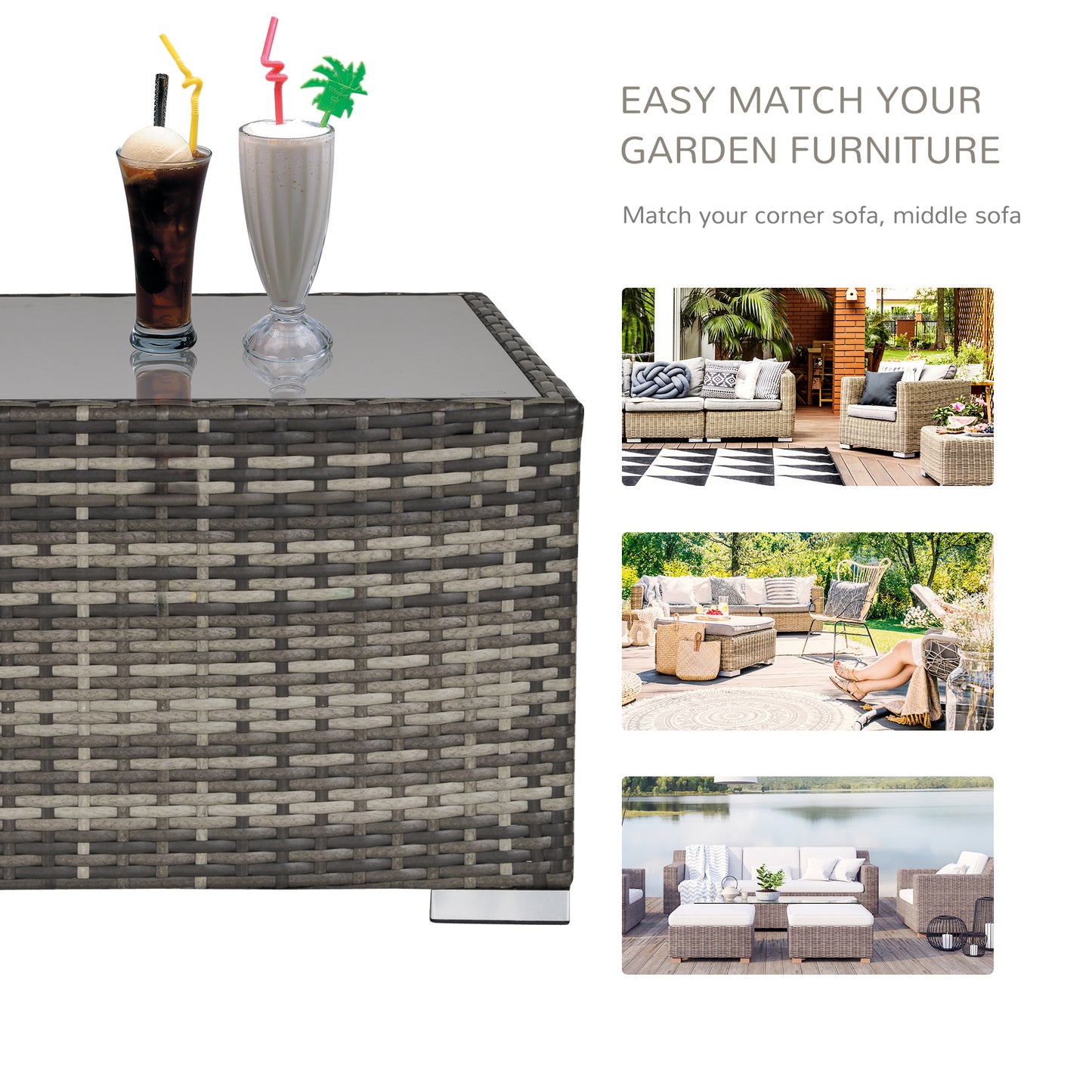 7 Pieces Outdoor PE Rattan Corner Sofa Set