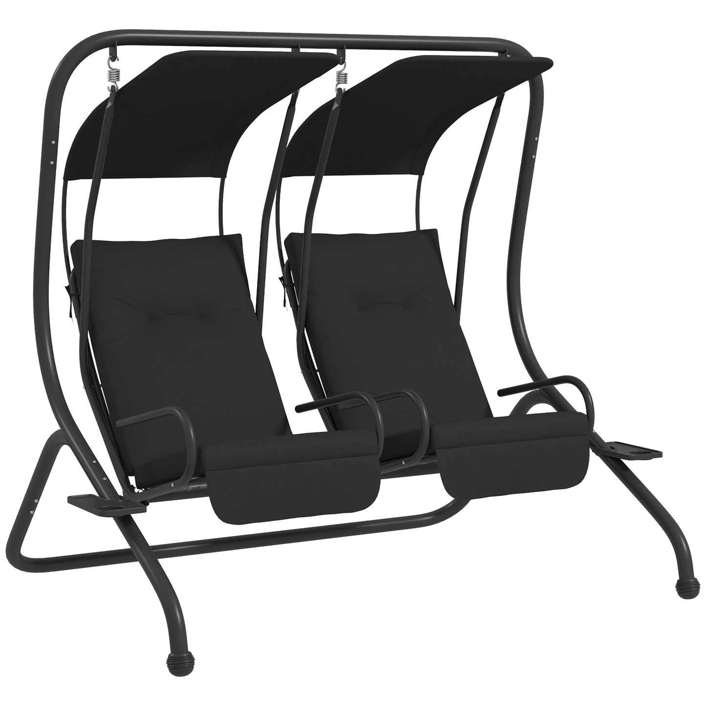 Two-Seat Garden Swing Chair, with Protective Canopy