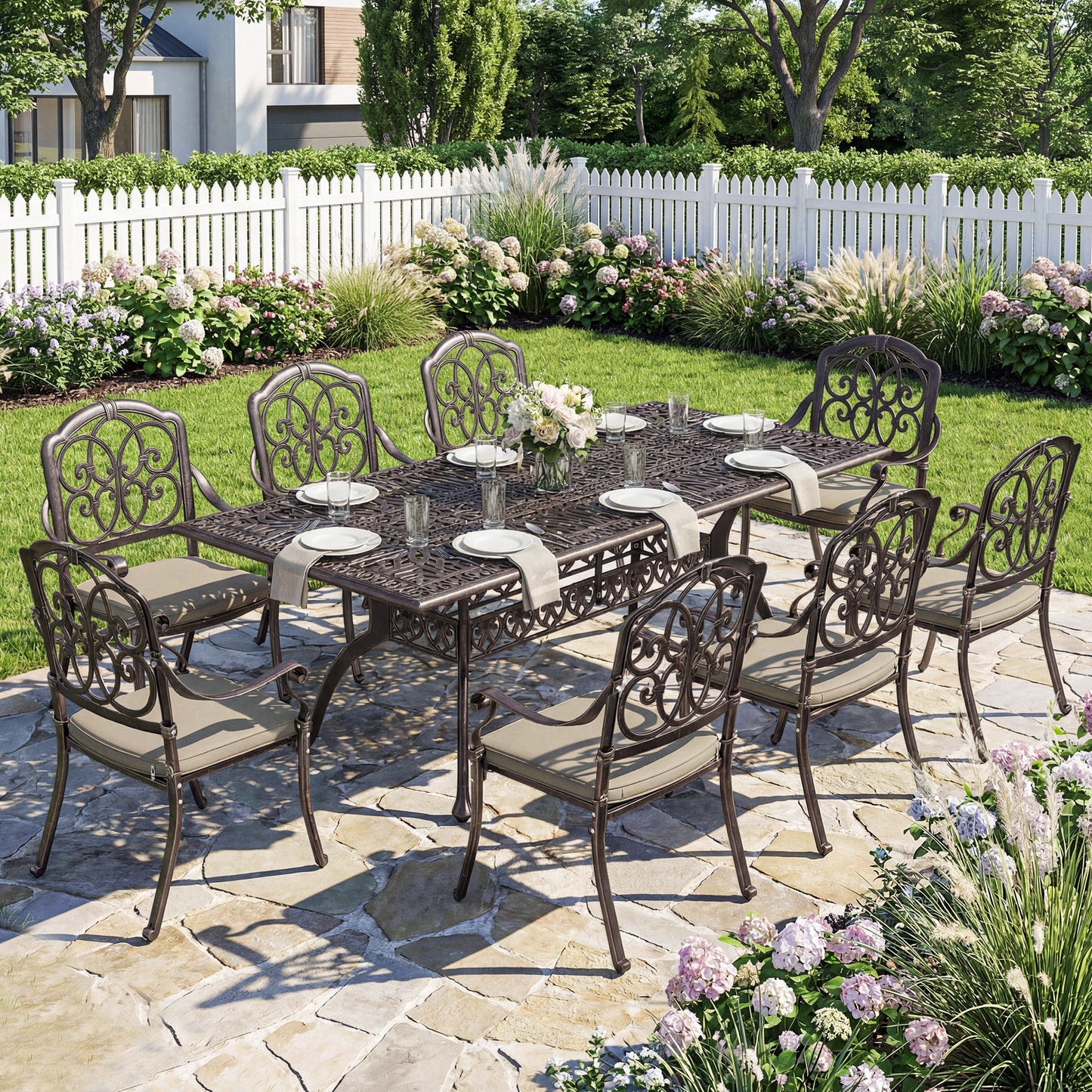 9 Piece Cast Aluminium Garden Dining Set