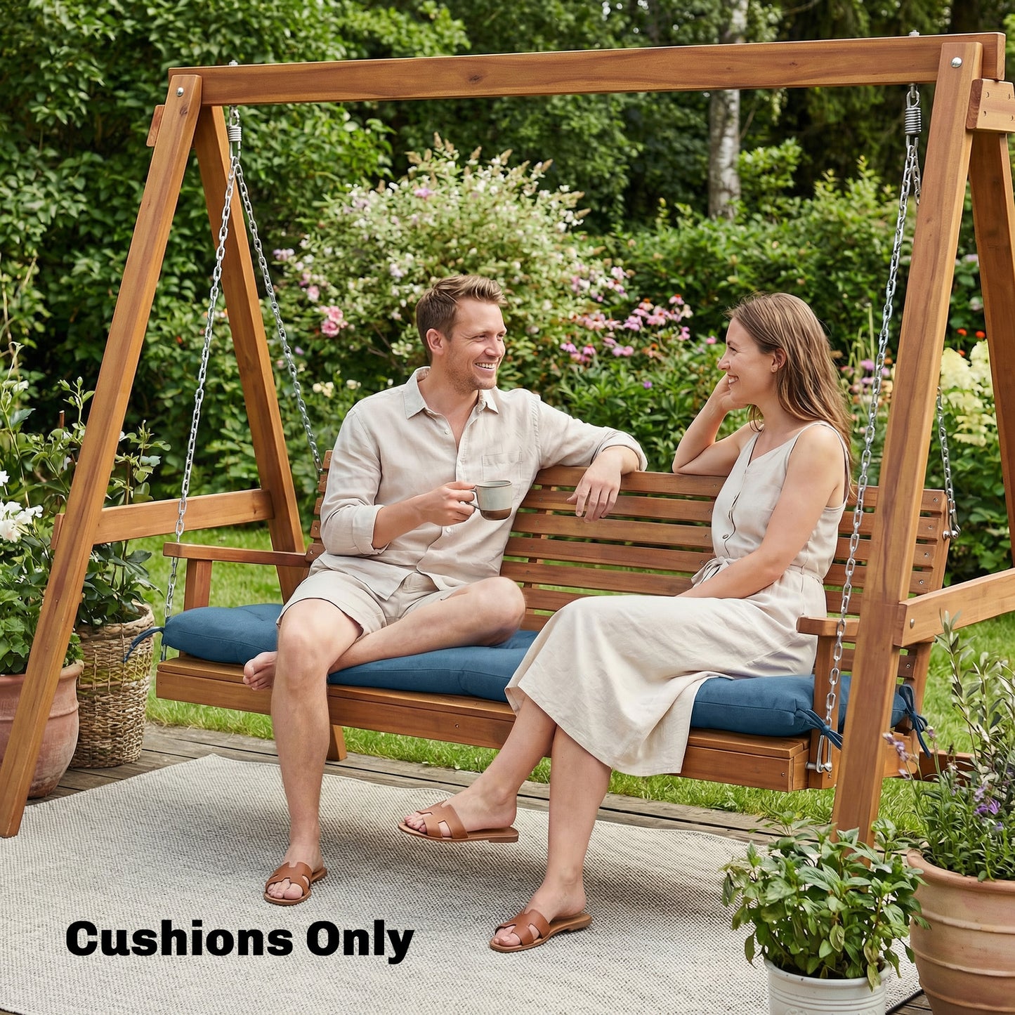 Sun Lounger Cushion, Memory Foam Patio Chair Cushion with Ties
