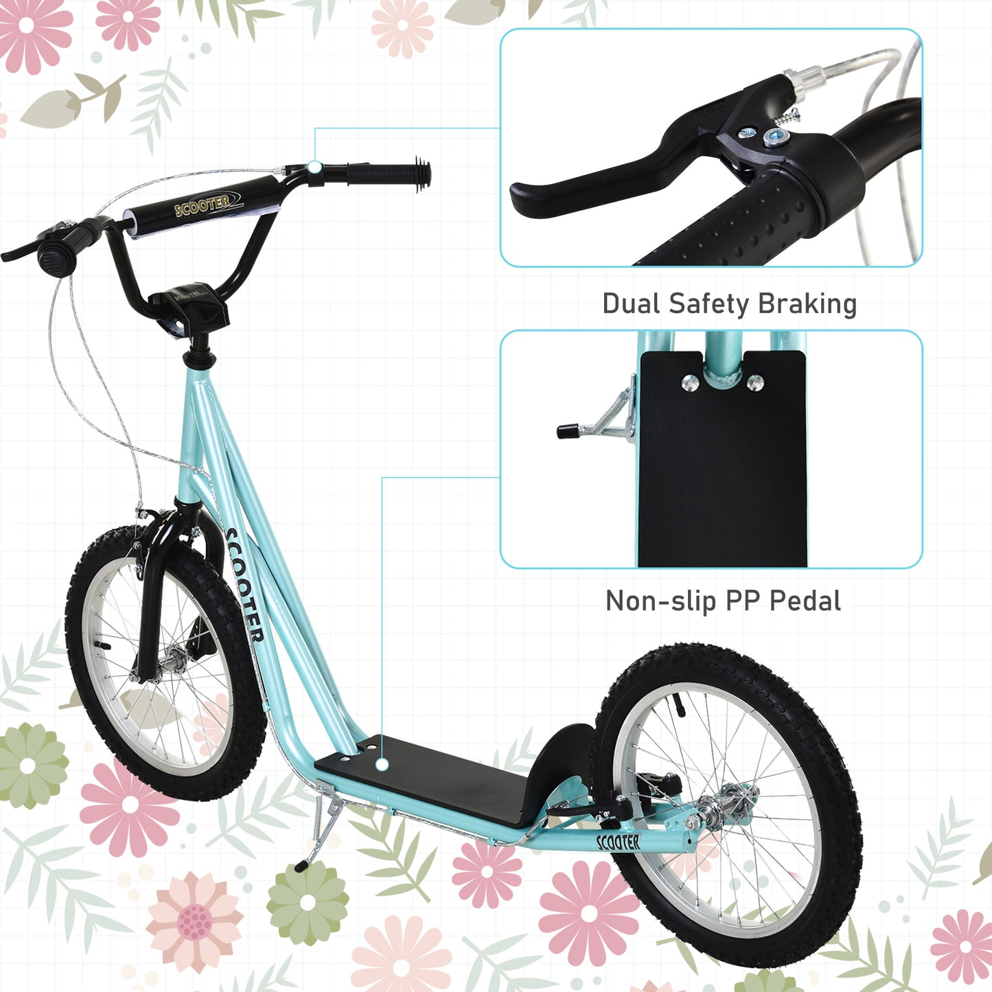 Kick Scooters for Kids with Adjustable Height, Anti-Slip Deck