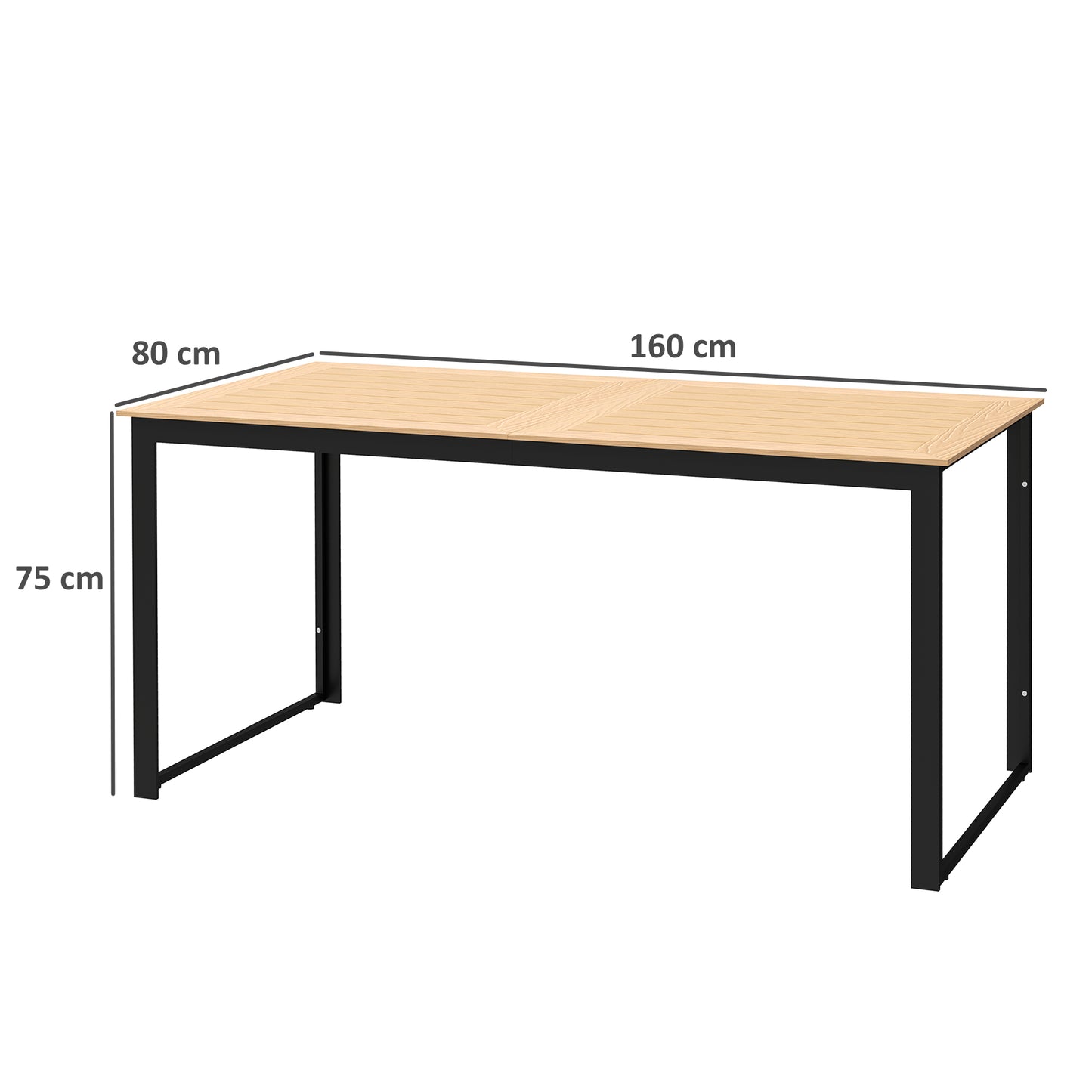 Garden Table for 6 People, 160 x 80 x 75 cm Rectangle Outdoor