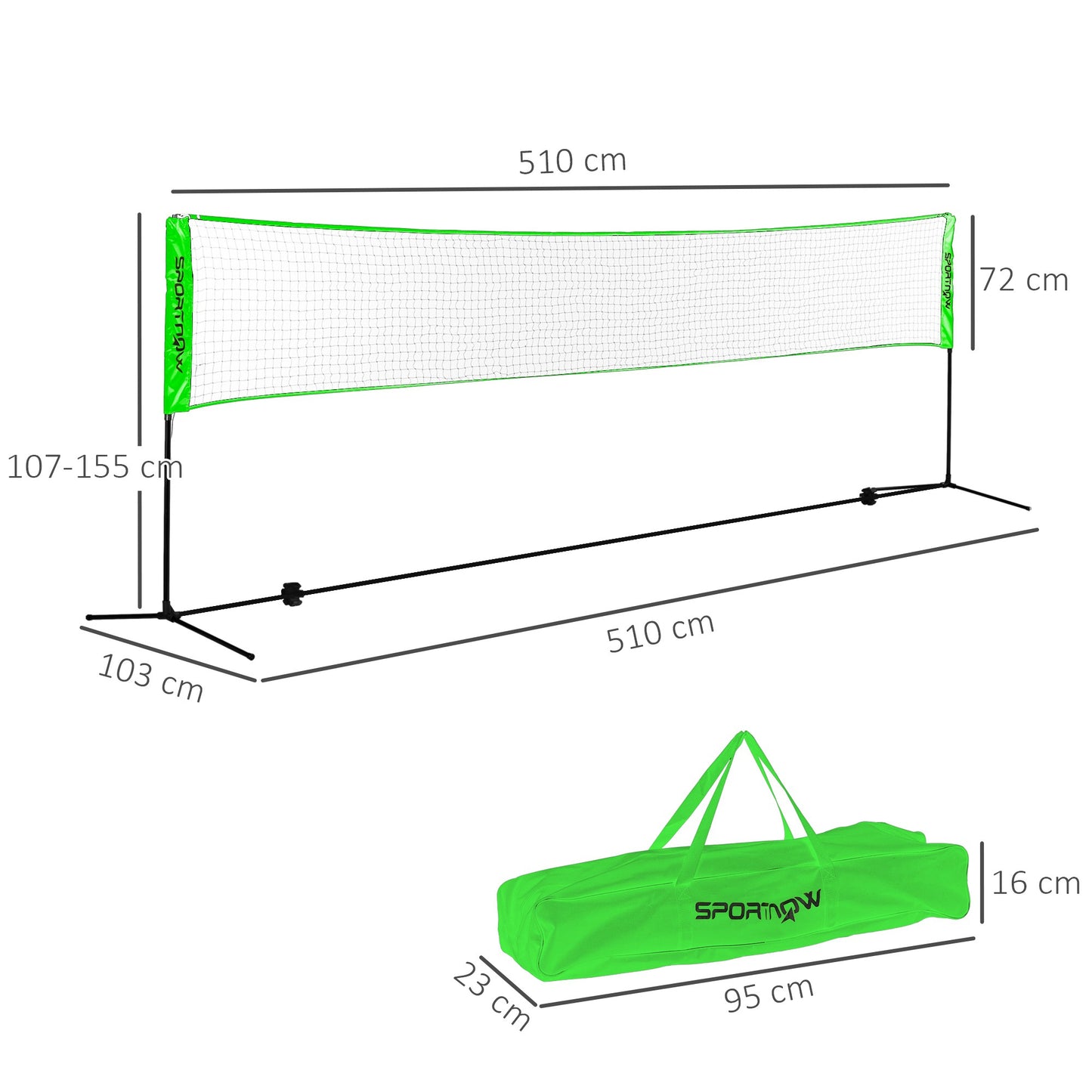 Badminton Net Set, Height Adjustable Net for Pickleball, Volleyball