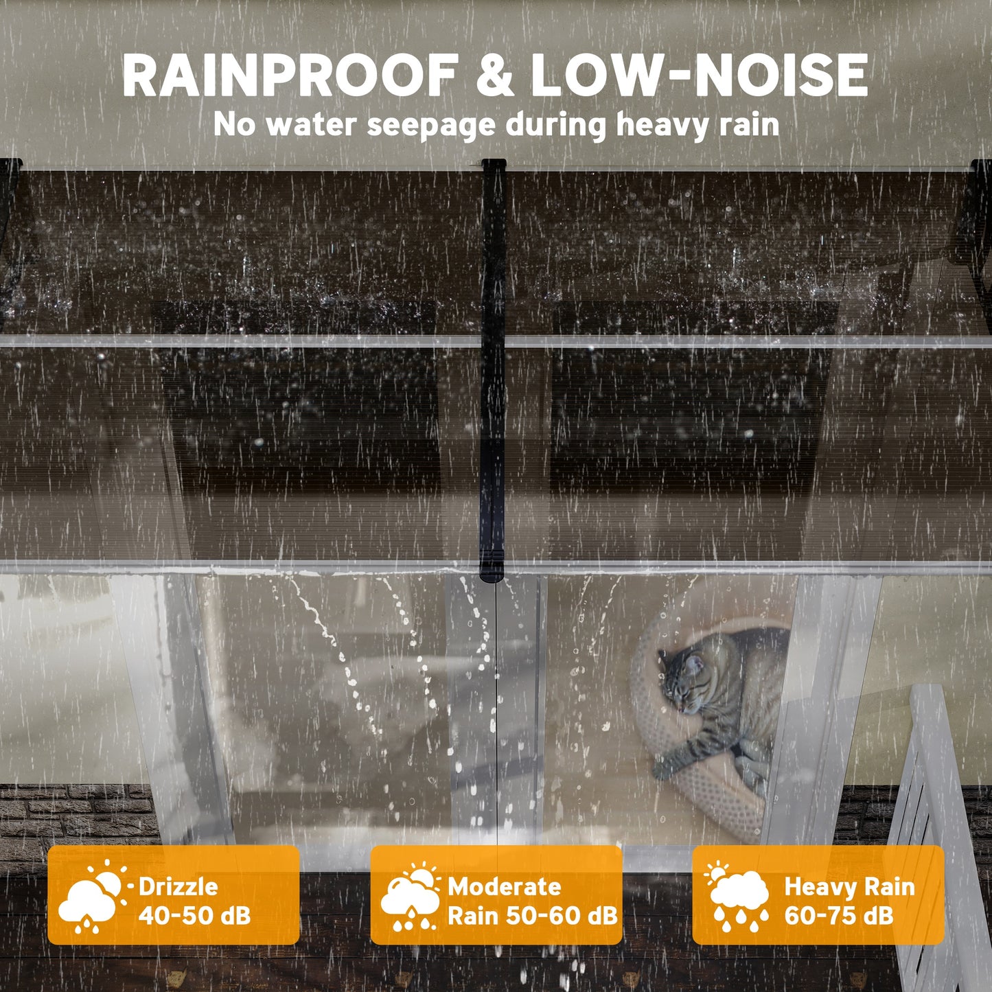 Front Door Canopy, Outdoor Awning, Rain Shelter, 200 x 96cm