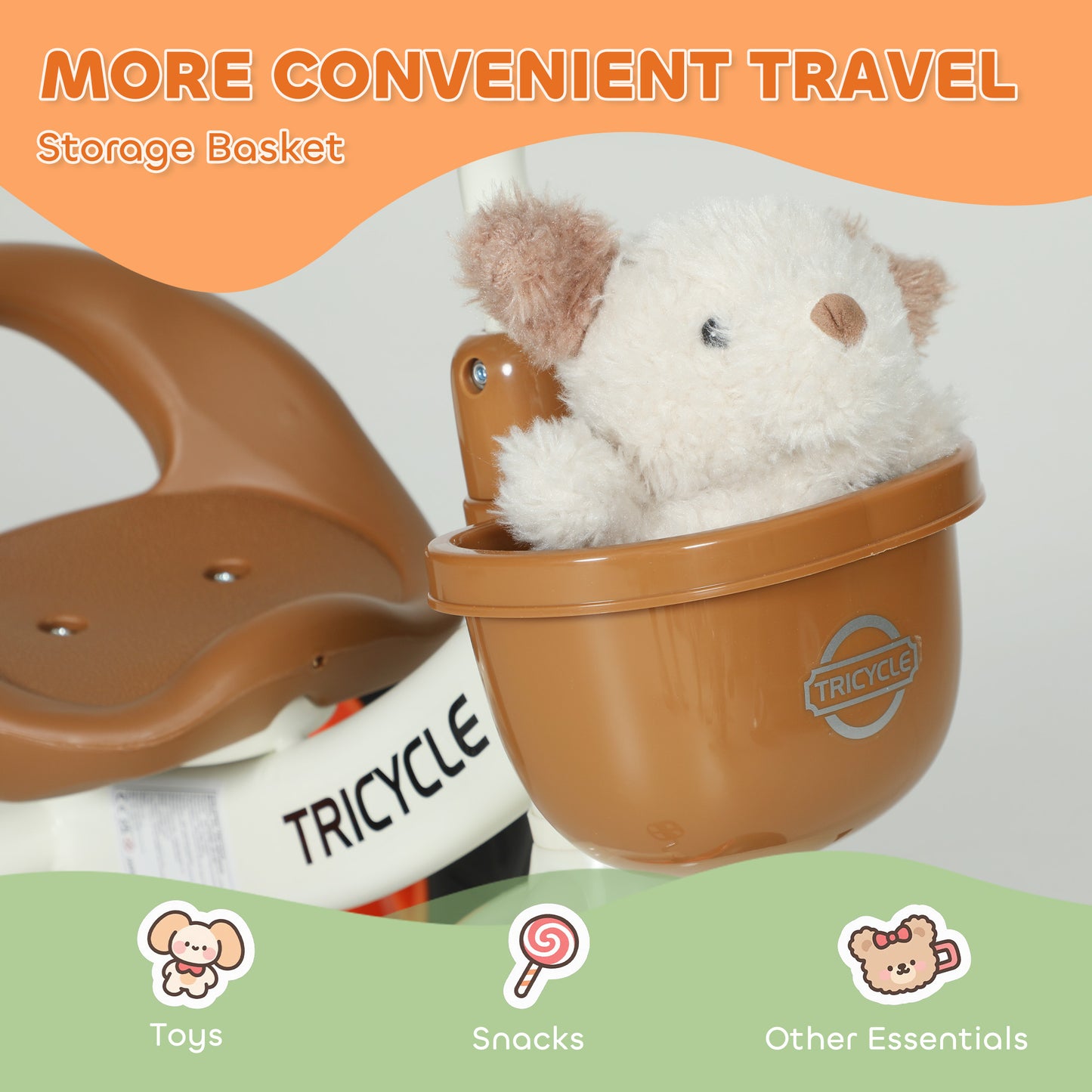 Kids Trike, Toddler Tricycle with Front Basket and EVA Wheels