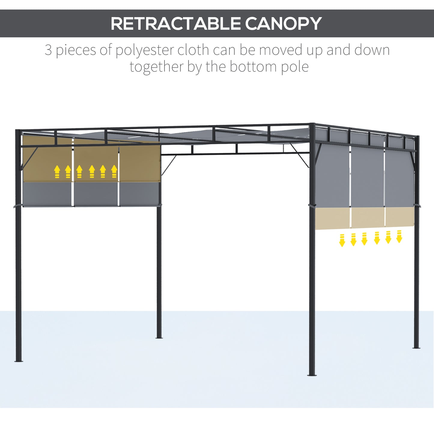 3 x 3(m) Steel Pergola Gazebo with Sliding Roof