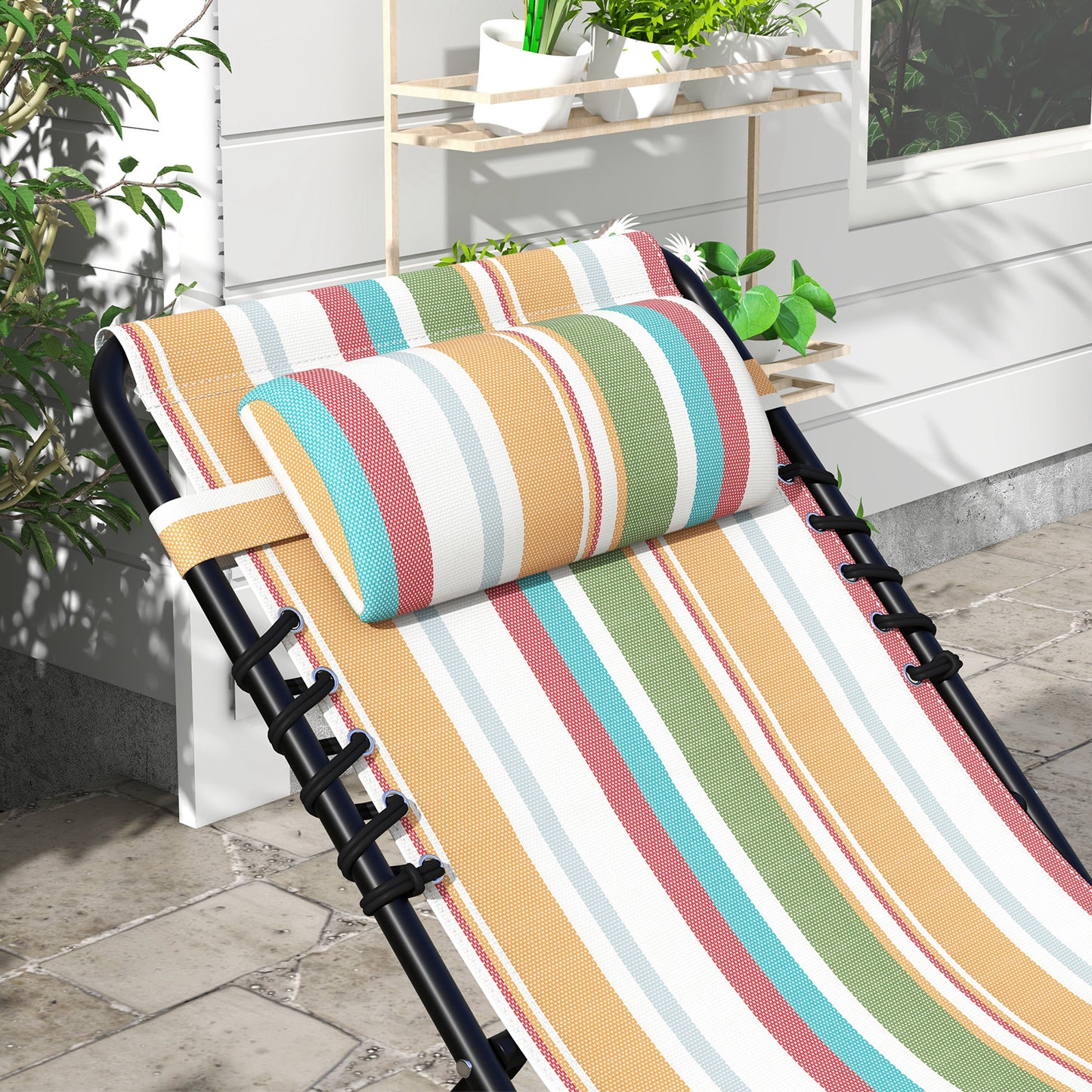 Set of Two Folding Sun Loungers, with Four-Position Backs