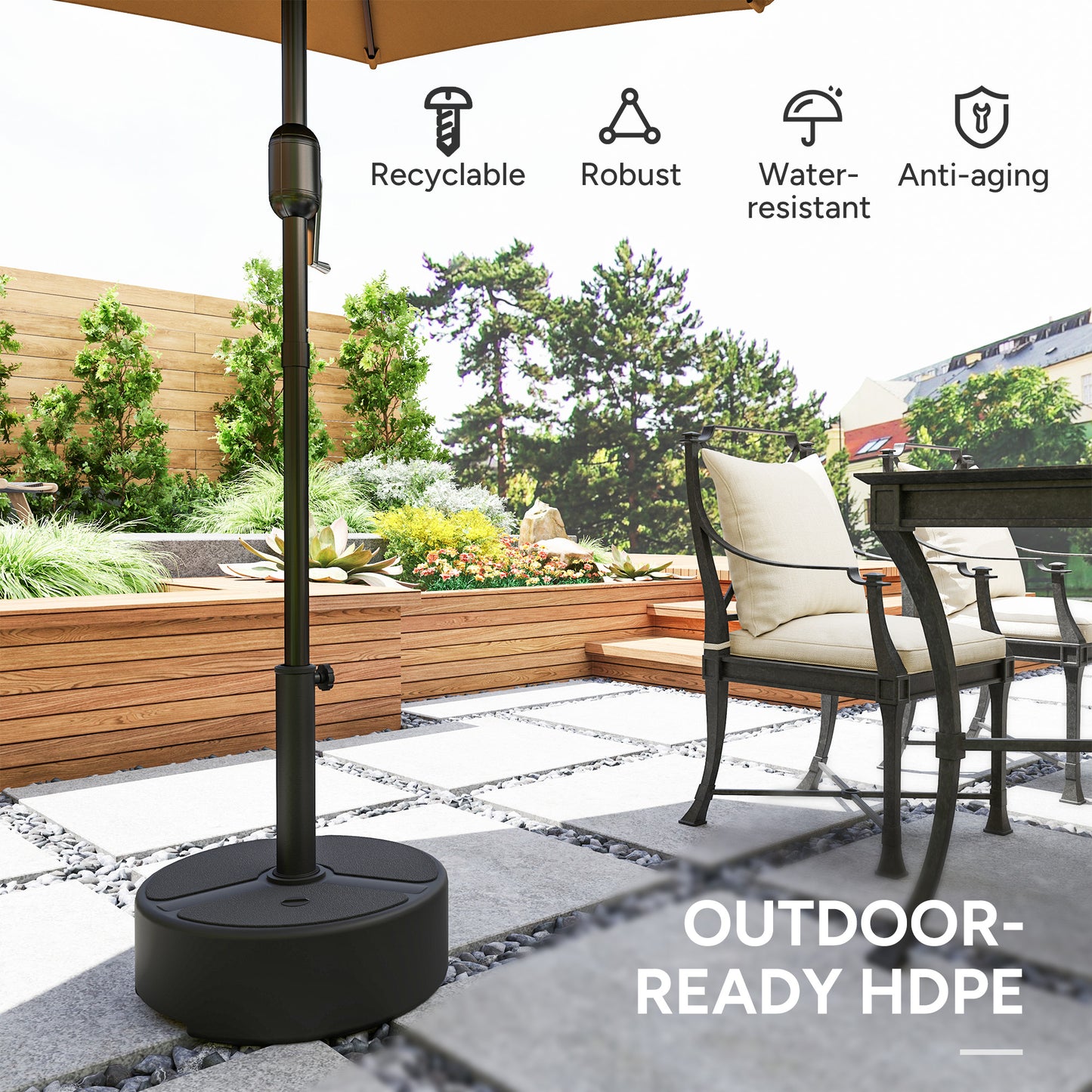 Round Garden Parasol Base, Garden Umbrella Stand Heavy Duty Parasol