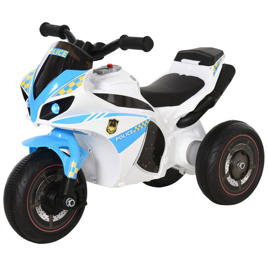 Kids Ride-On Police Bike 3-Wheel Vehicle w/ Music Lights Seat