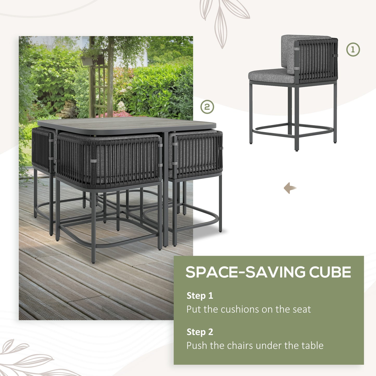 4-Seater Rattan Cube Garden Furniture Set with Cushions