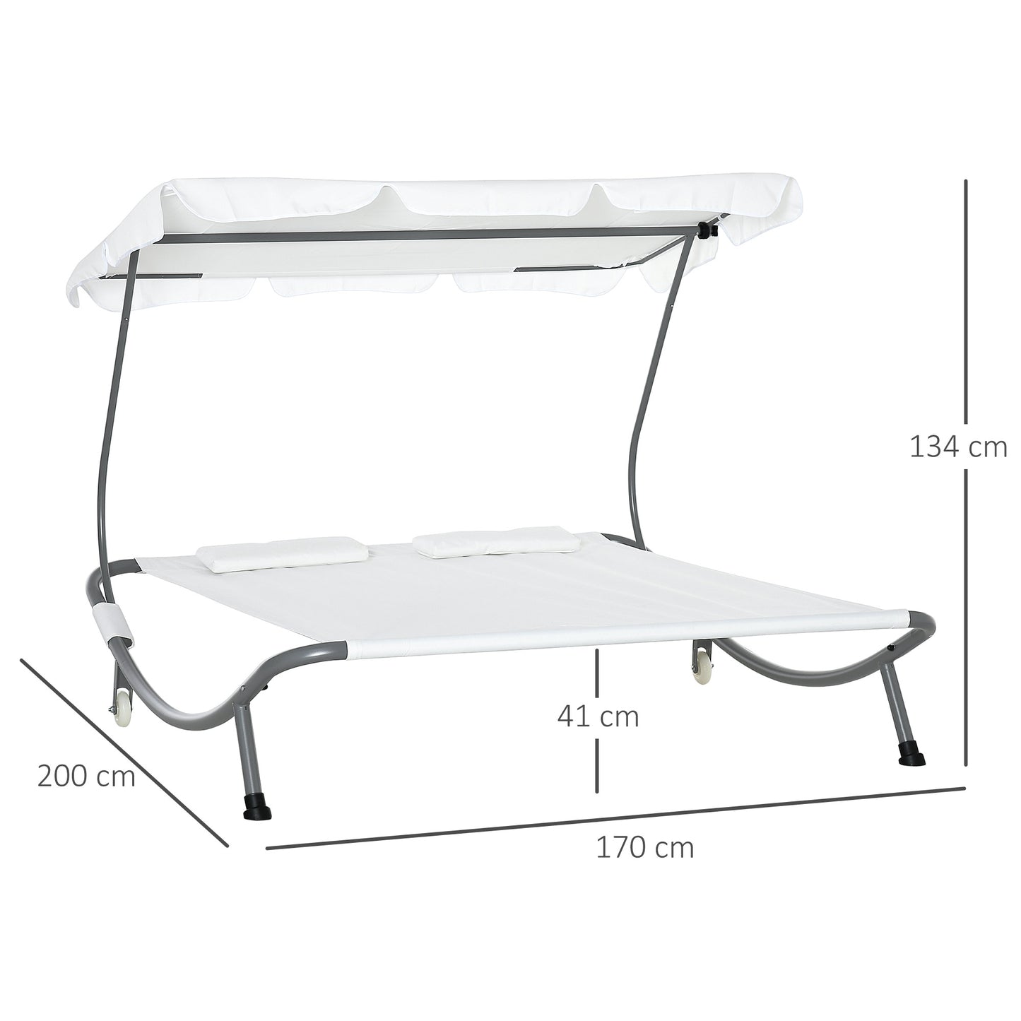 Double Sun Lounger with Adjustable Detachable Canopy