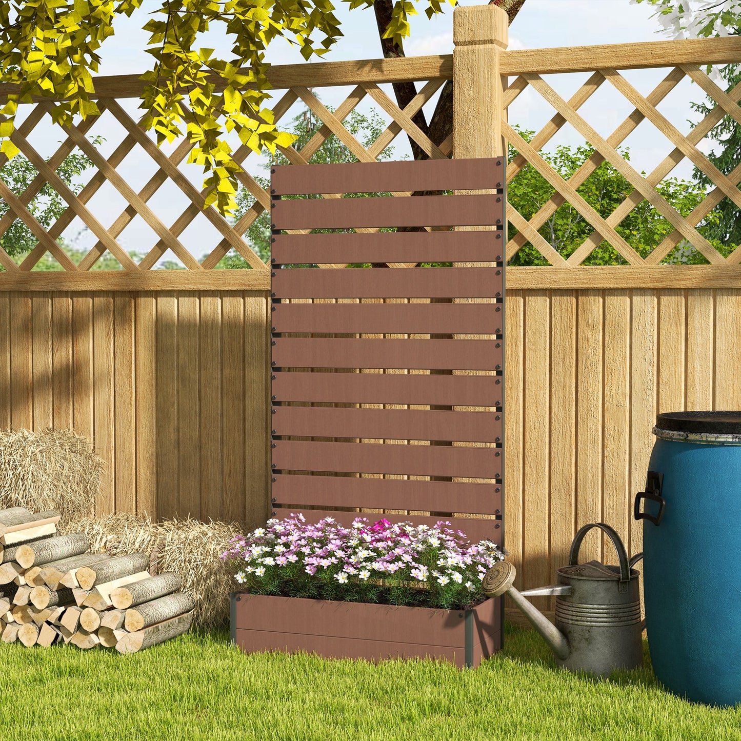 Raised Bed for Garden, Planter with Trellis for Climbing Plants