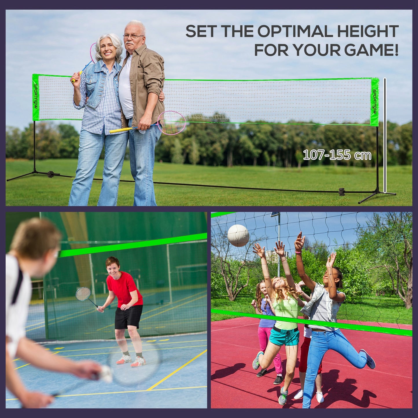 Badminton Net Set, Height Adjustable Net for Pickleball, Volleyball