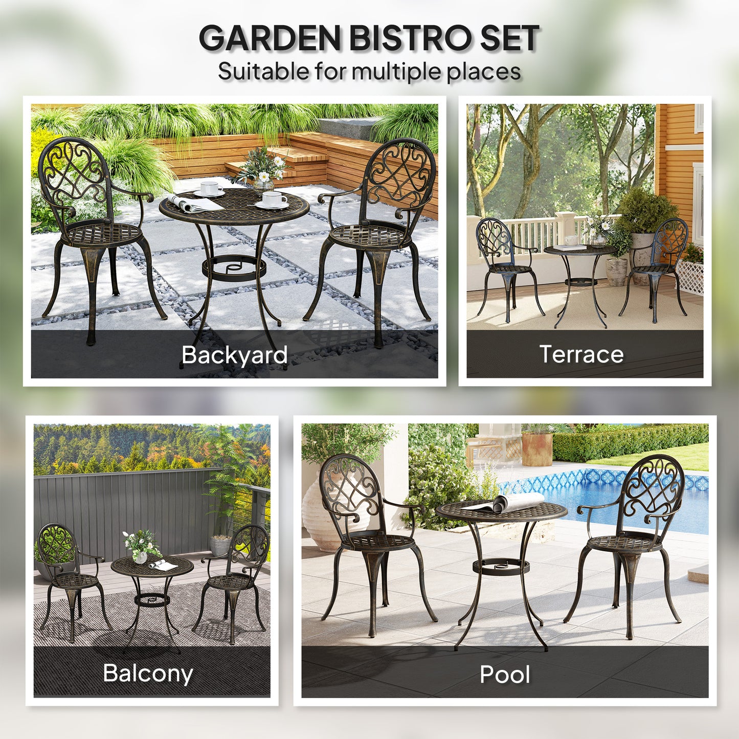 Three-Piece Elegant Aluminium Garden Set