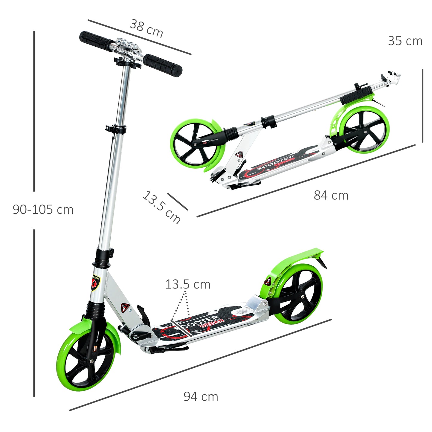 Folding Kick Scooter, Adjustable Ride On Scooter