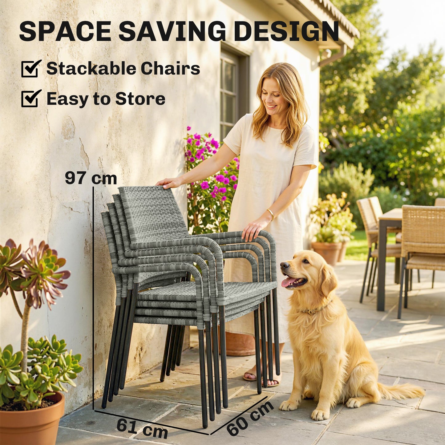 4 Seater Rattan Dining Set with Parasol