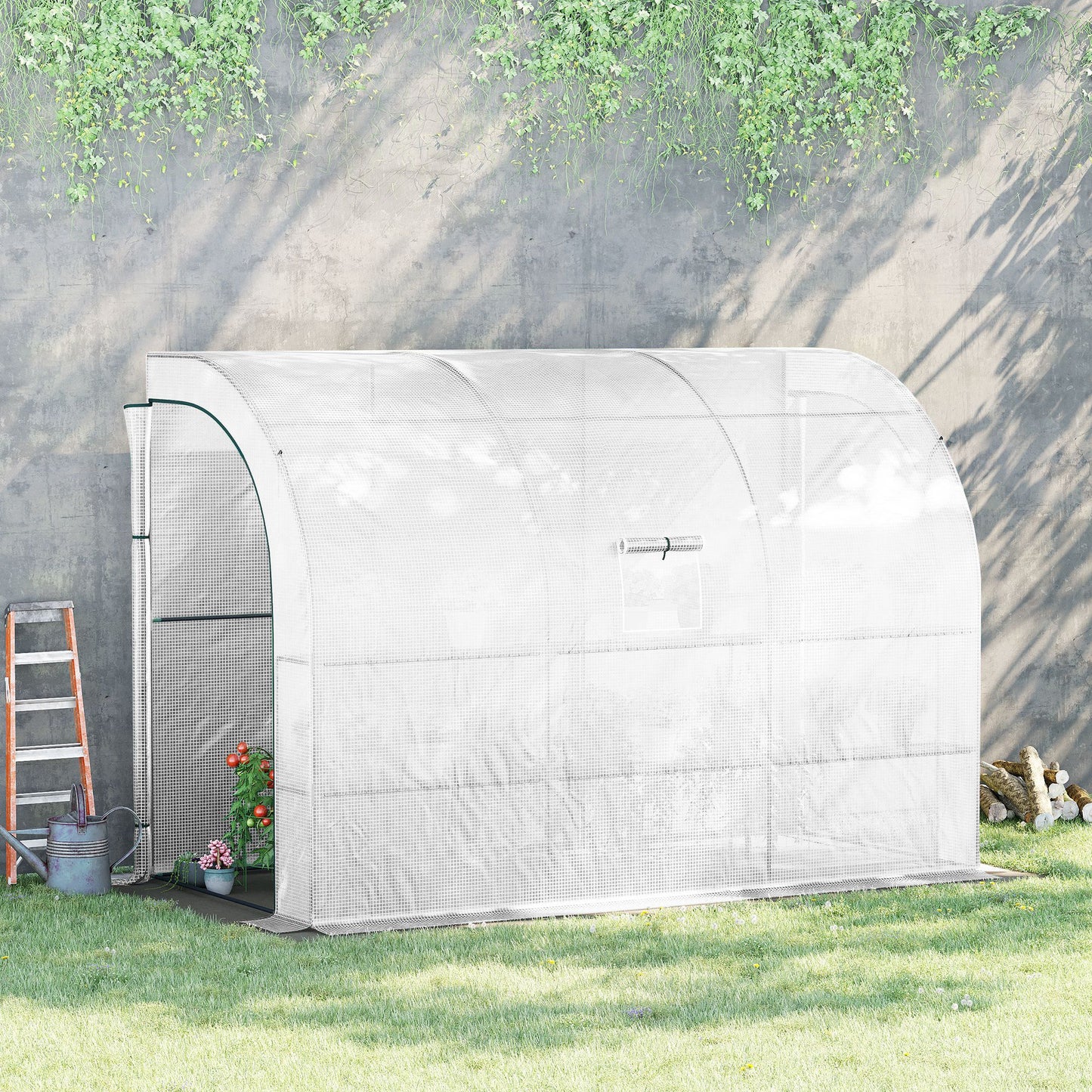 Outdoor Walk-In Greenhouse, Plant Nursery with Zippered Doors