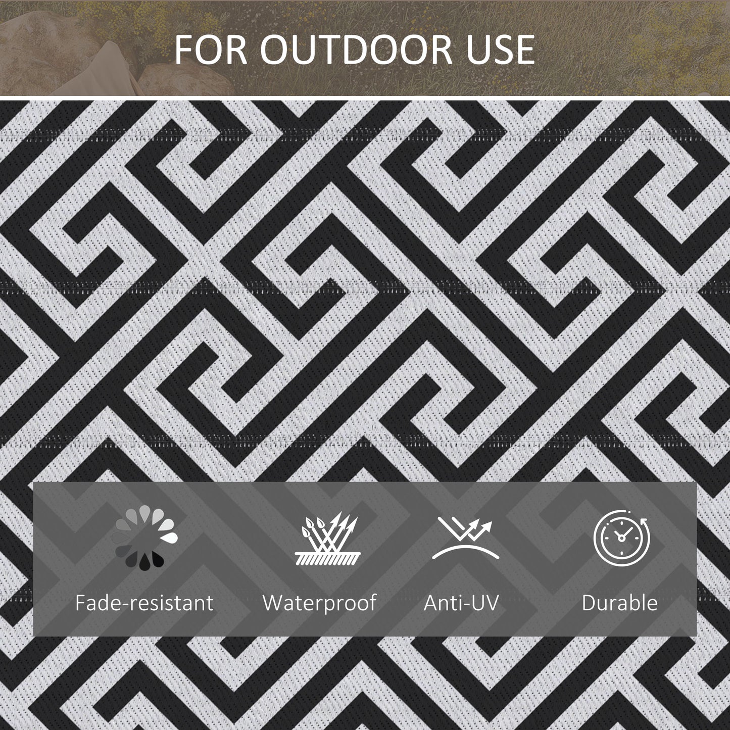 Outdoor Rug Reversible Mat Plastic Straw Rug Portable RV Camping Mat
