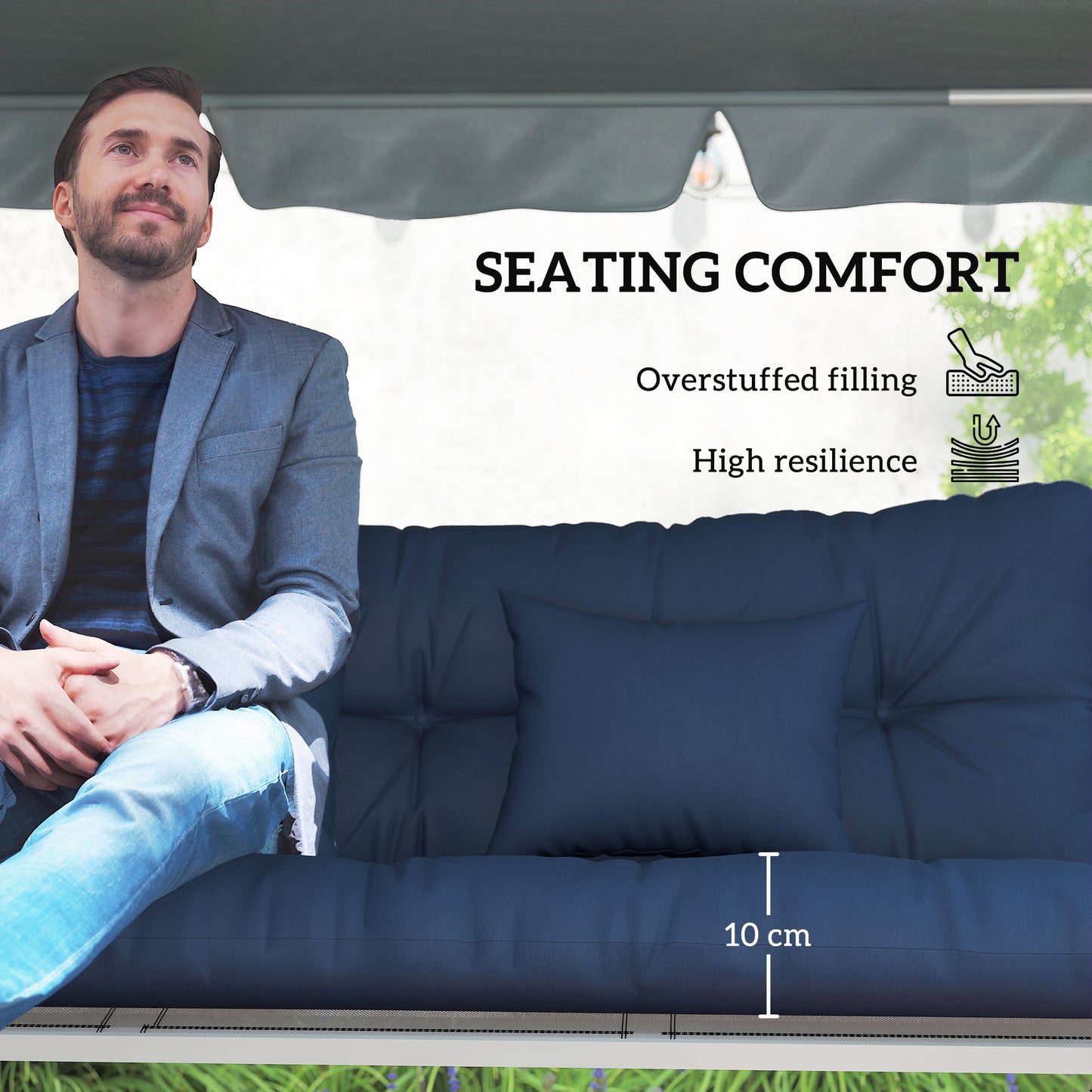 Outdoor Seat Cushions Back Cushion with 2 Pillows