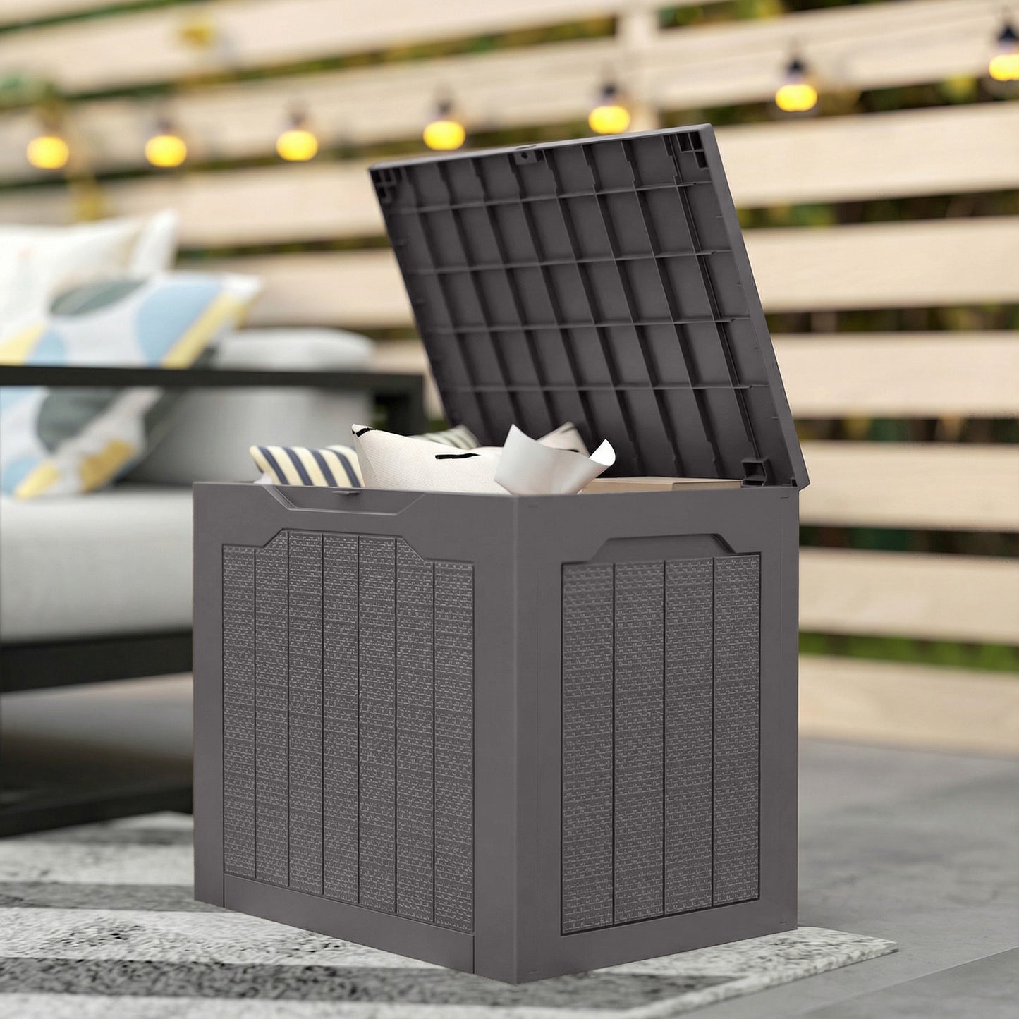 93L Plastic Garden Storage Box, Outdoor Storage Box with Handles