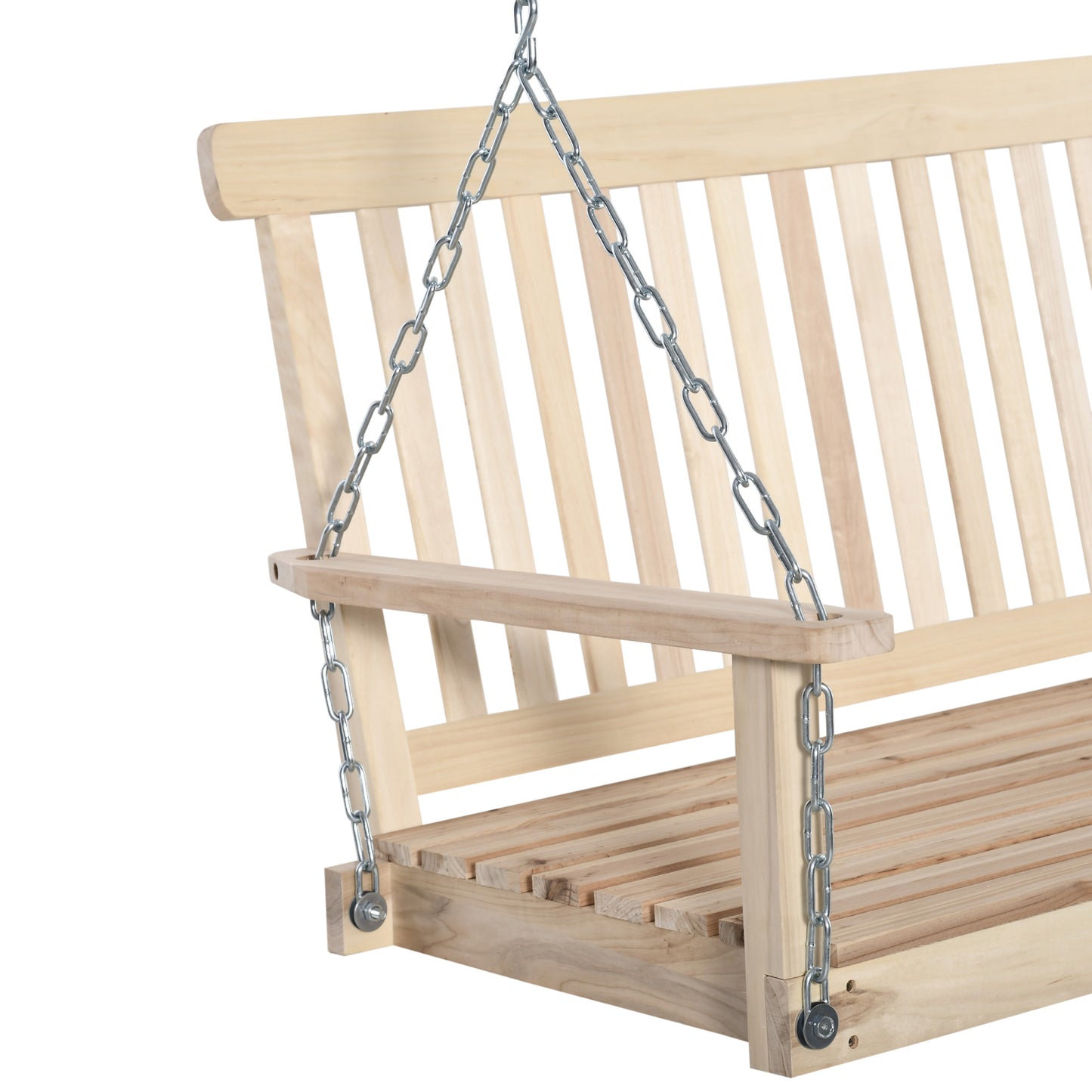 Outdoor Wooden Swing Bench 2-Seater Porch Swing Chair Hanging