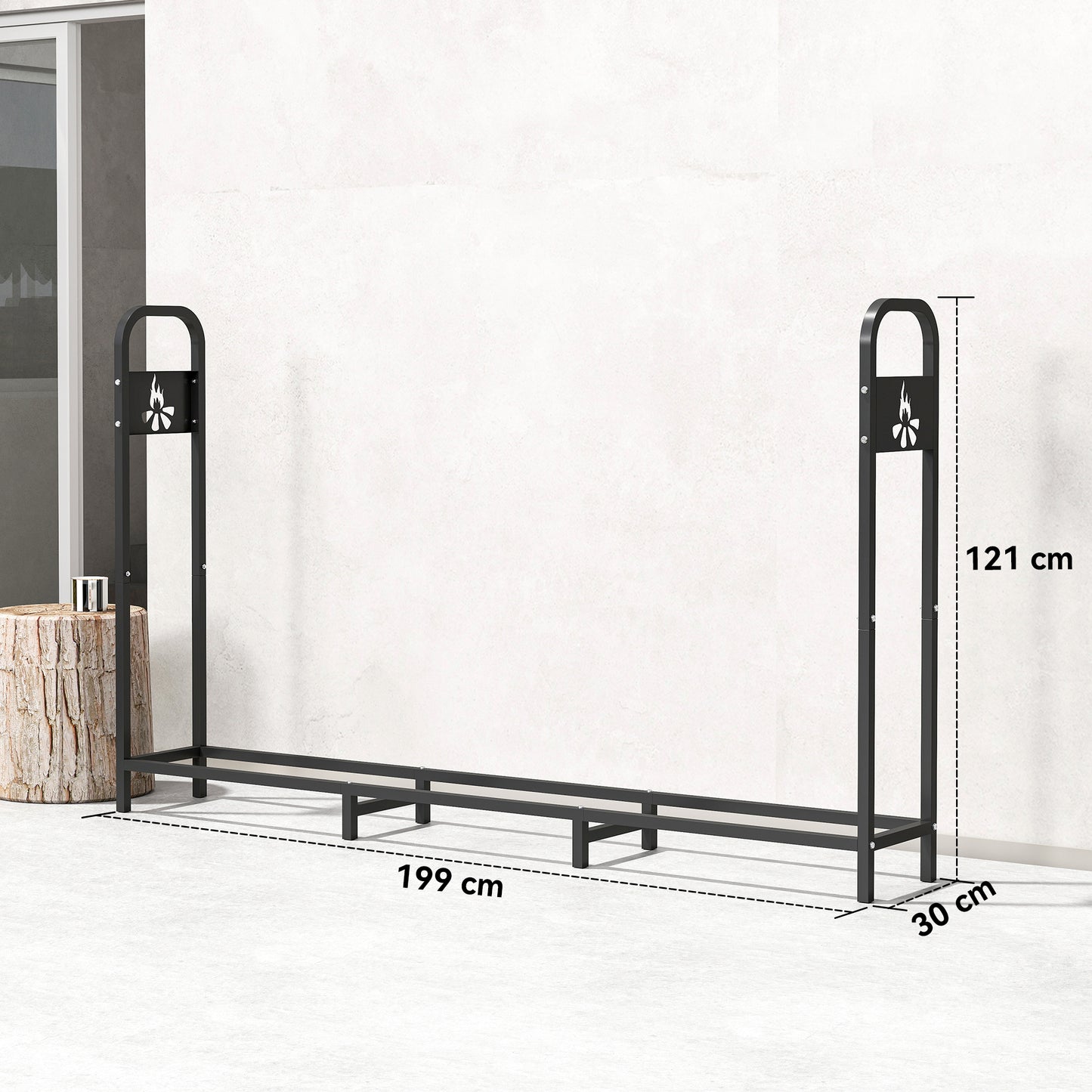 6.5 FT Steel Firewood Log Rack with 300 kg Capacity