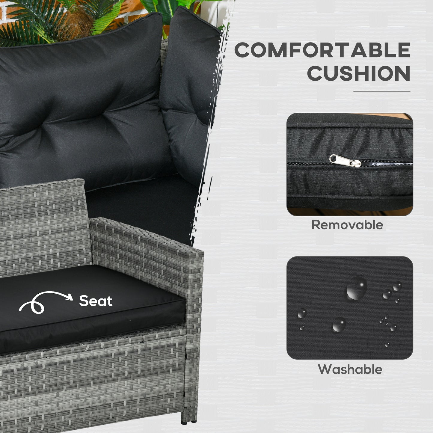 5-Piece Rattan Patio Furniture Set with Corner Sofa, Footstools (1)