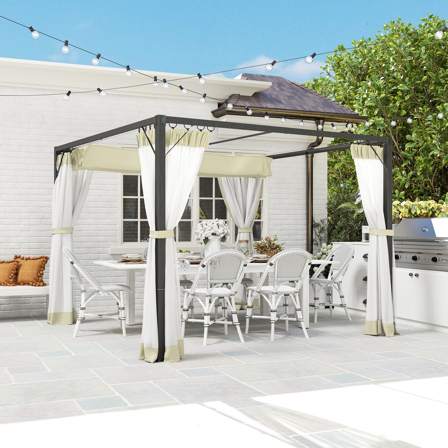 3 x 3m Aluminium Frame Pergola, with Retractable Roof