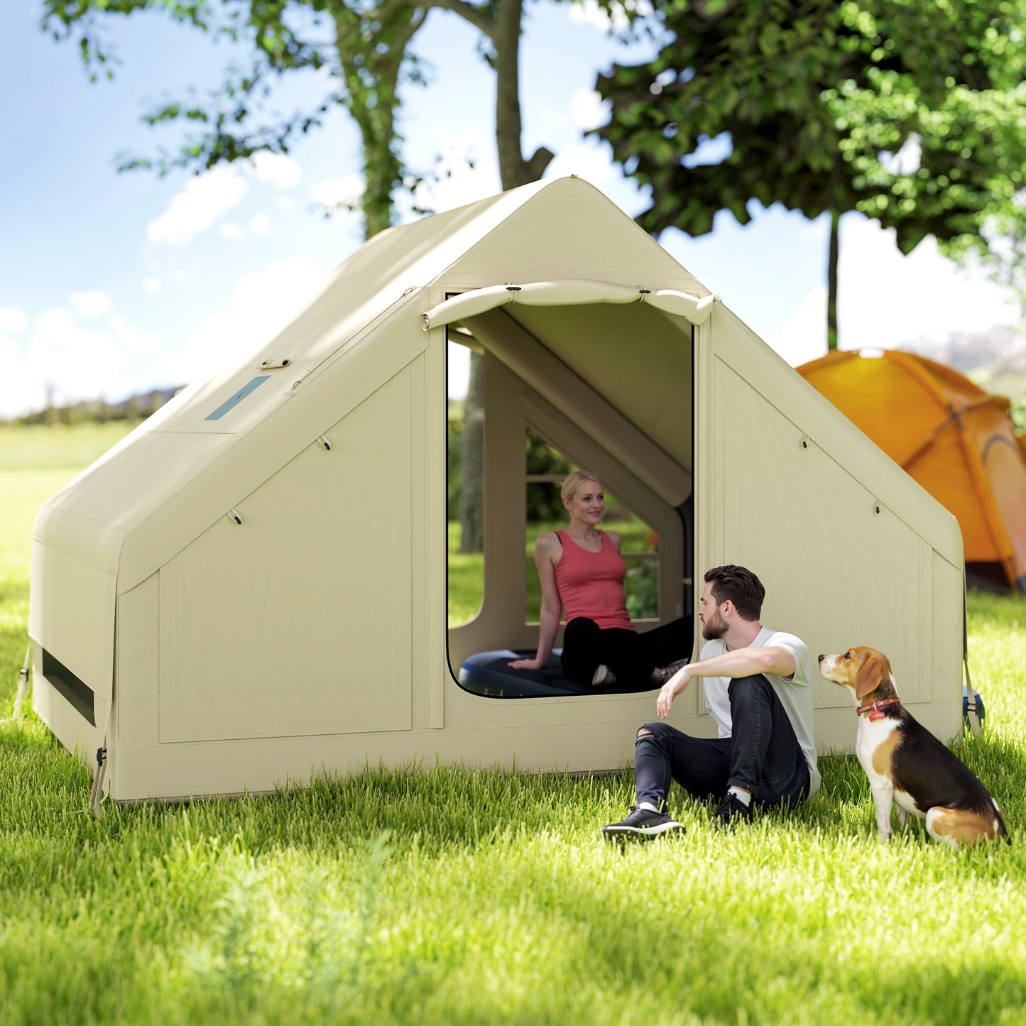 Inflatable Camping Tent with Pump and Stove Jack Hole