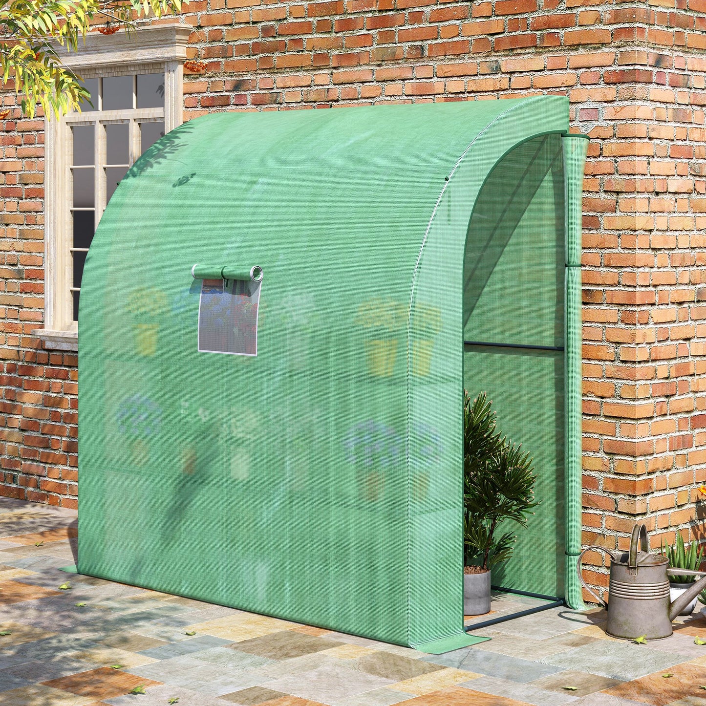 Small Lean to Greenhouse 3-Tier with Shelves Outdoor