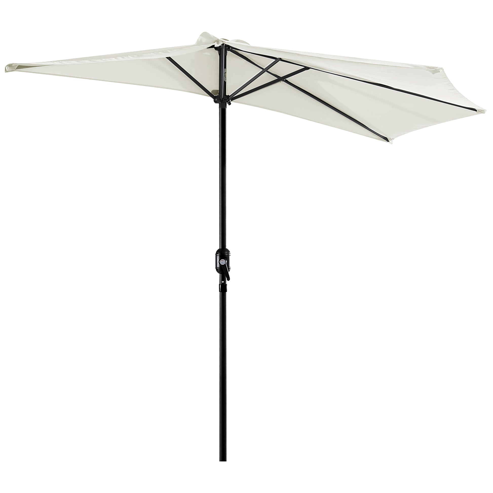 2.7m Garden Half Parasol, Outdoor Balcony Umbrella with 5 Steel Ribs