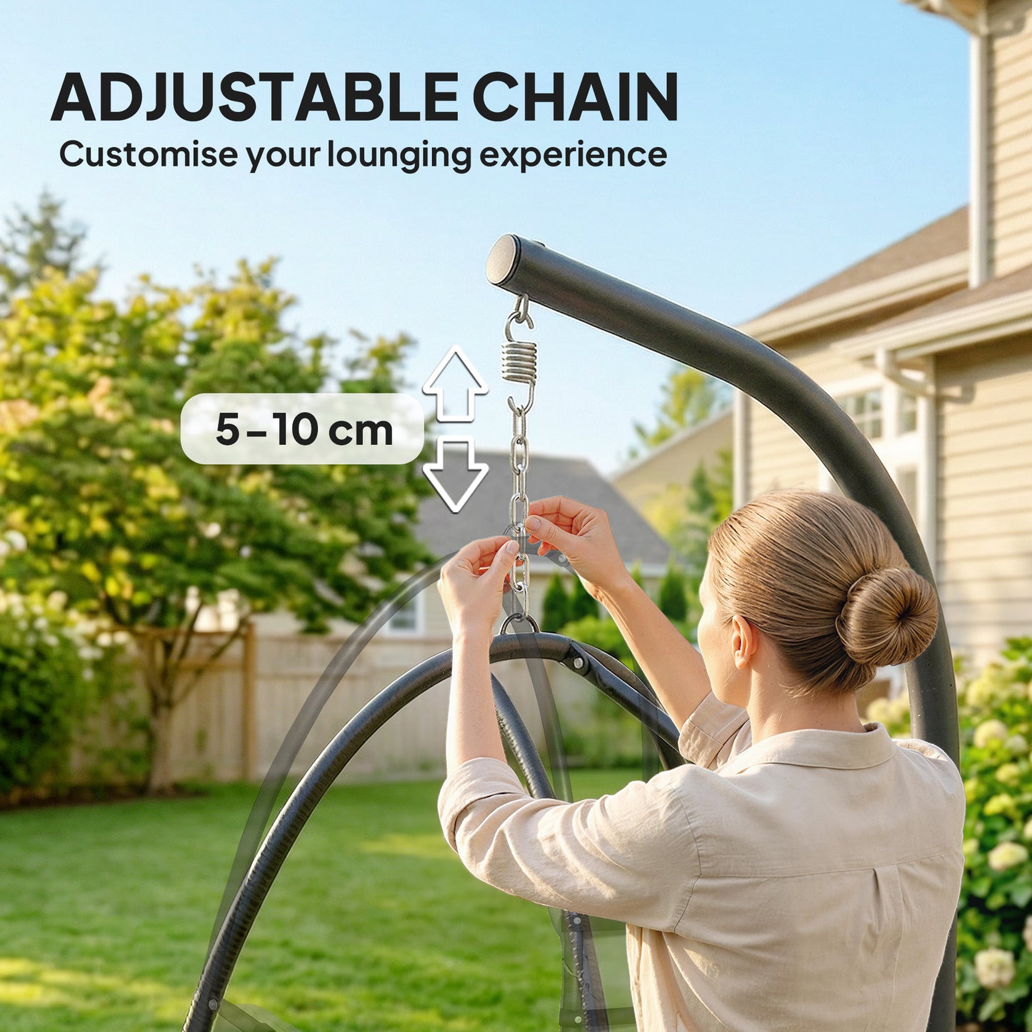 Hanging Egg Chair, Indoor Outdoor Swinging Hammock Chair with Stand