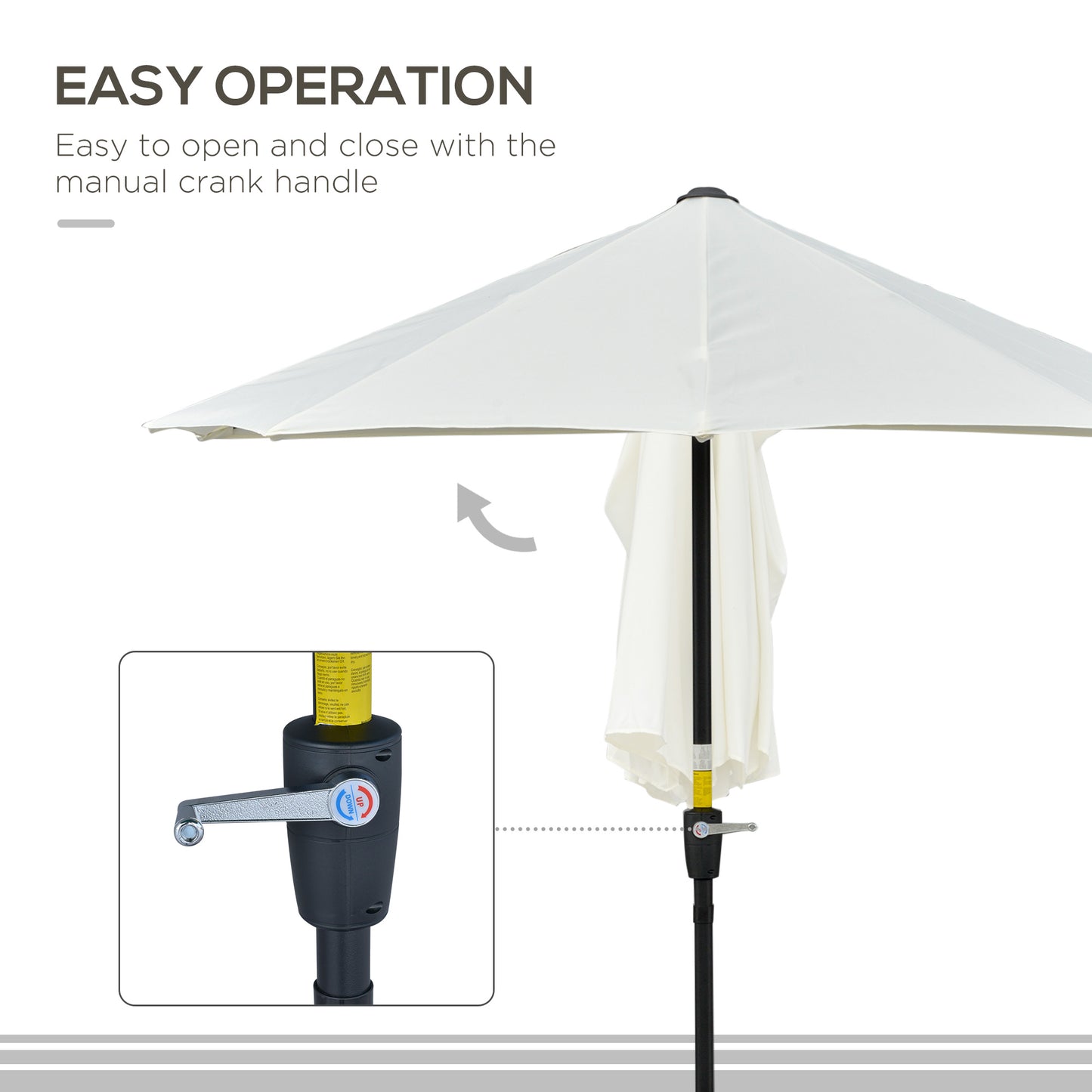 2m Half Parasol Market Umbrella Garden Balcony Parasol