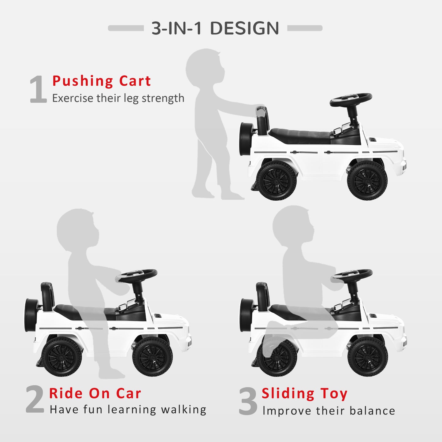 3 in 1 Kids Ride On Car G350 Licensed Foot To Floor Slider Toddler