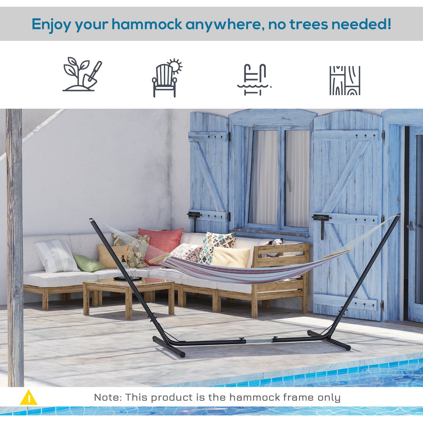 3.1–3.8m Adjustable Universal Hammock Stand Metal Frame Garden