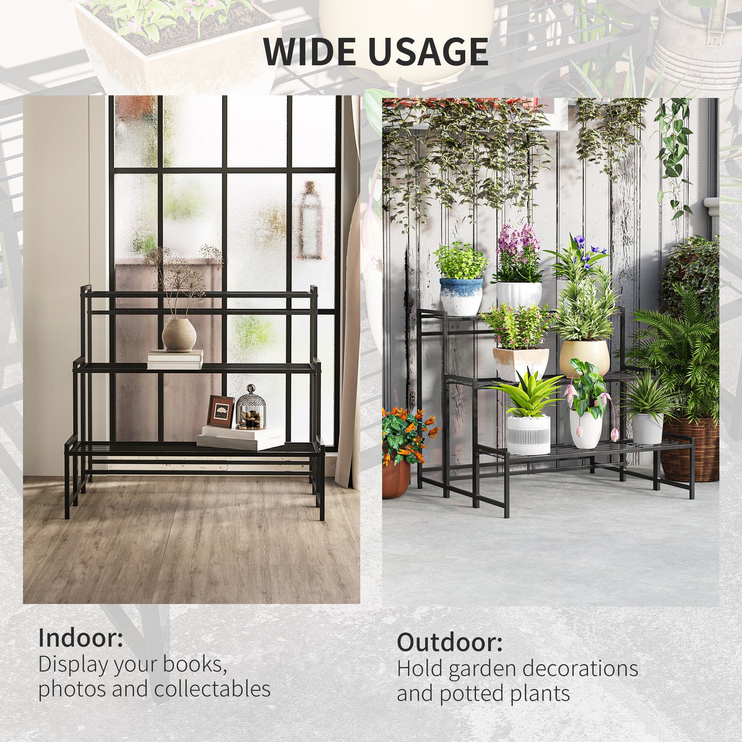 Three-Tier Metal Plant Shelf