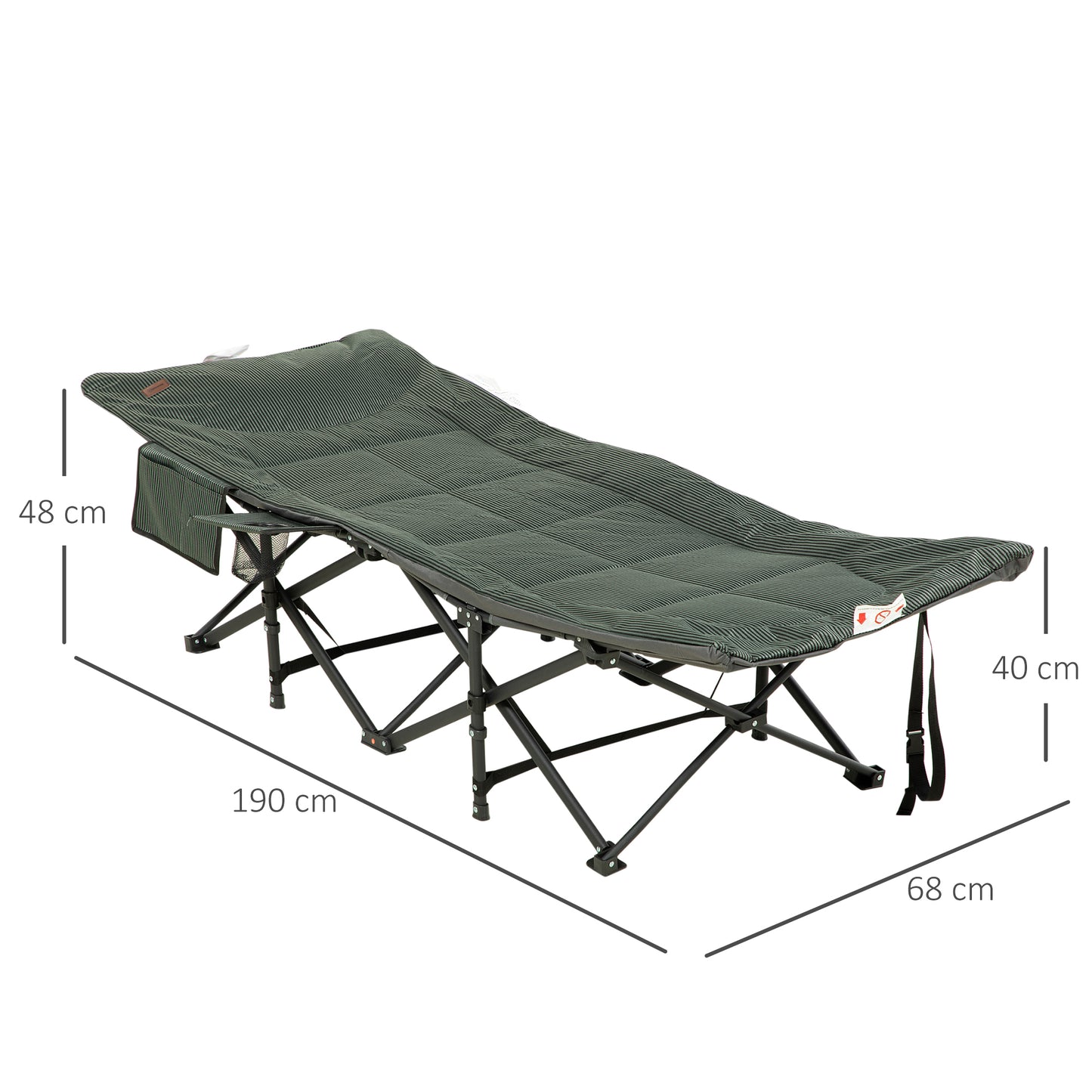 Foldable Camp Bed, Padded Patio Camping Bed with Carry Bag