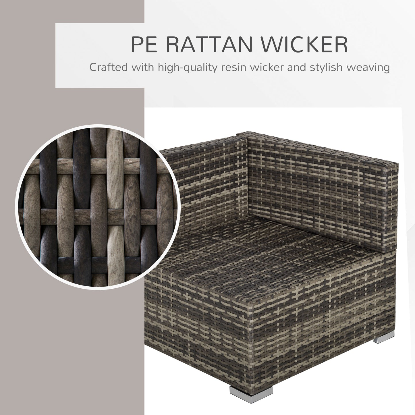 7 Pieces Outdoor PE Rattan Corner Sofa Set